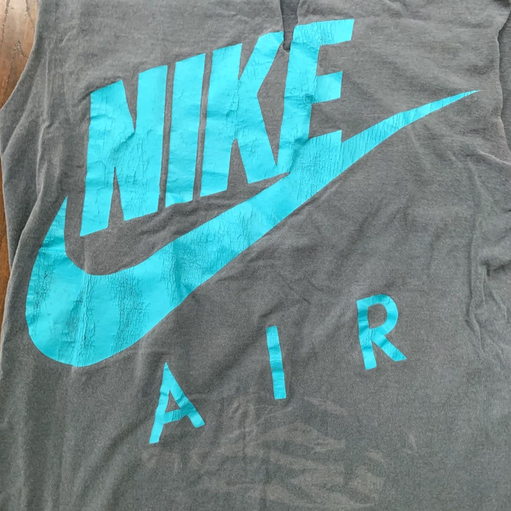 Nike VINTAGE Nike Air T Shirt 90s Gray Black Nike Air Vintage T Shirt Black Short Sleeve Crew Neck Mens L Pattern: Solid Size US L / EU 52-54 / 3 - 2 Thumbnail