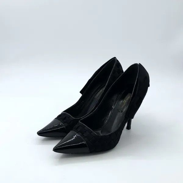 Louis Vuitton Louis Vuitton Black Leather High Heeled Sandals 0079 Size US 6 / IT 36 - 1 Thumbnail