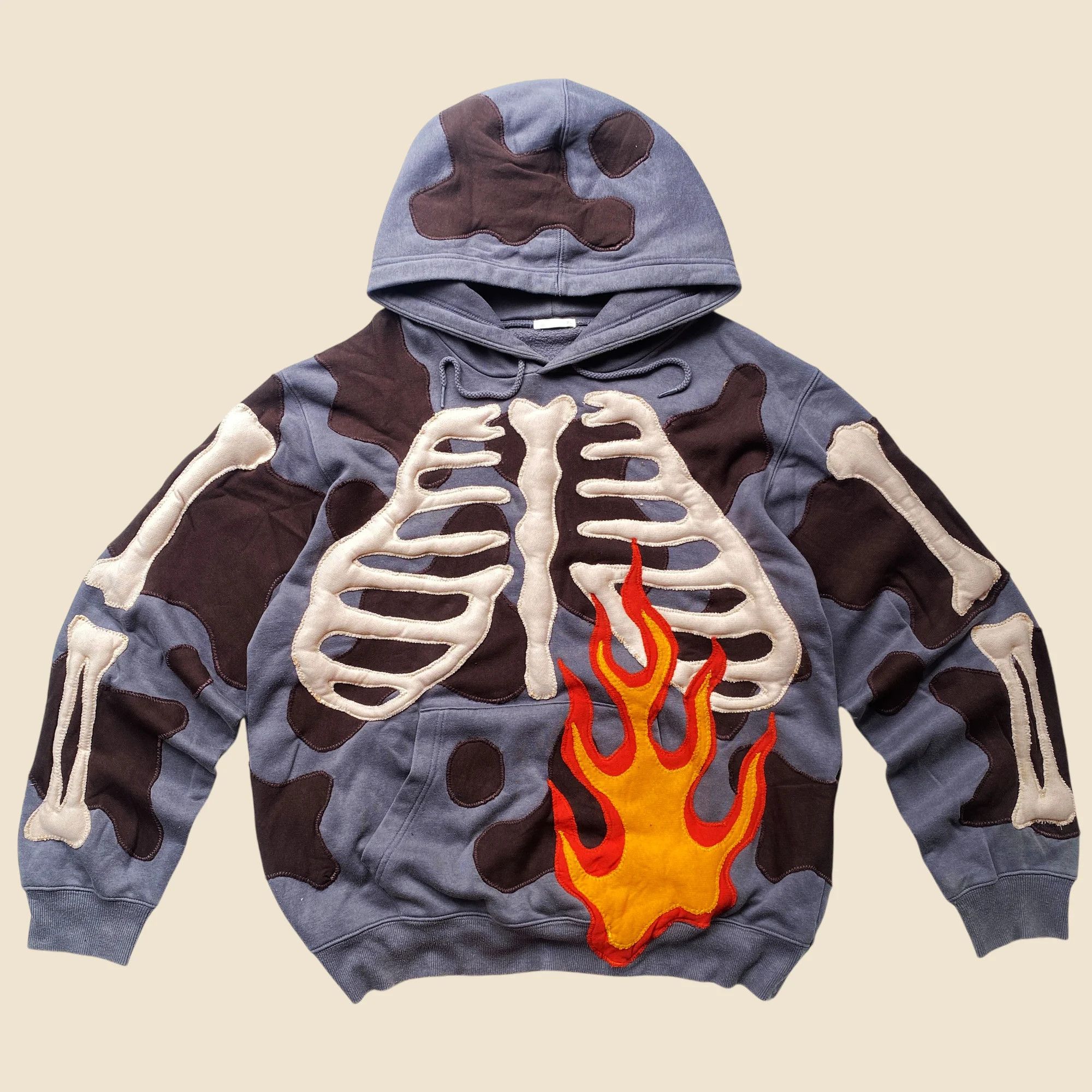 Handmade × Japanese Brand 1 OF 1 REWORKED 3D SKELETON WITH FLAME HOODIE SIZE LARGE Size US L / EU 52-54 / 3 - 1 Thumbnail