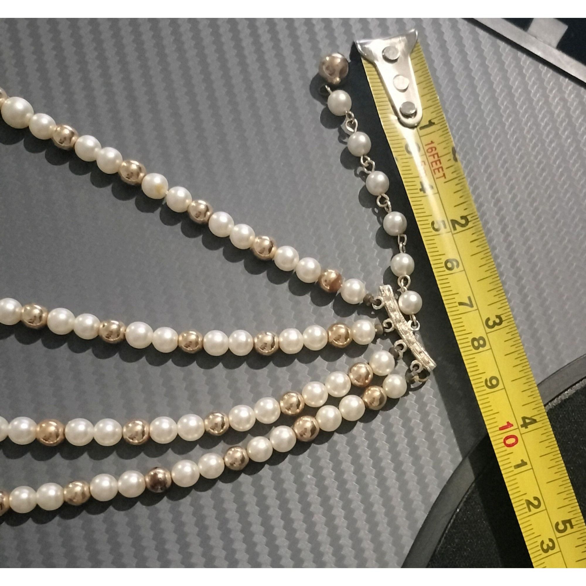 Vintage Vintage Multi Strand Faux Pearl Necklace White Gold Tone Dec Size ONE SIZE - 7 Thumbnail