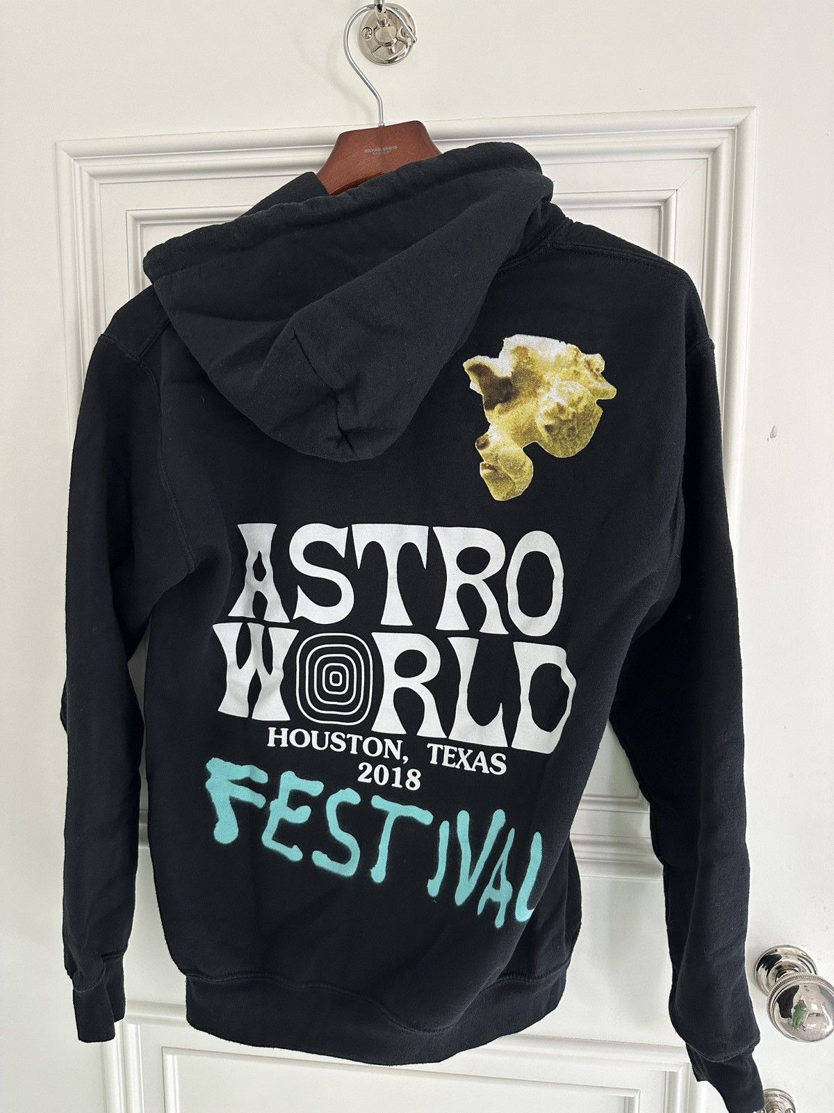 image of Travis Scott Astroworld Festival Airbrush Hoodie in Black, Men's (Size Small)