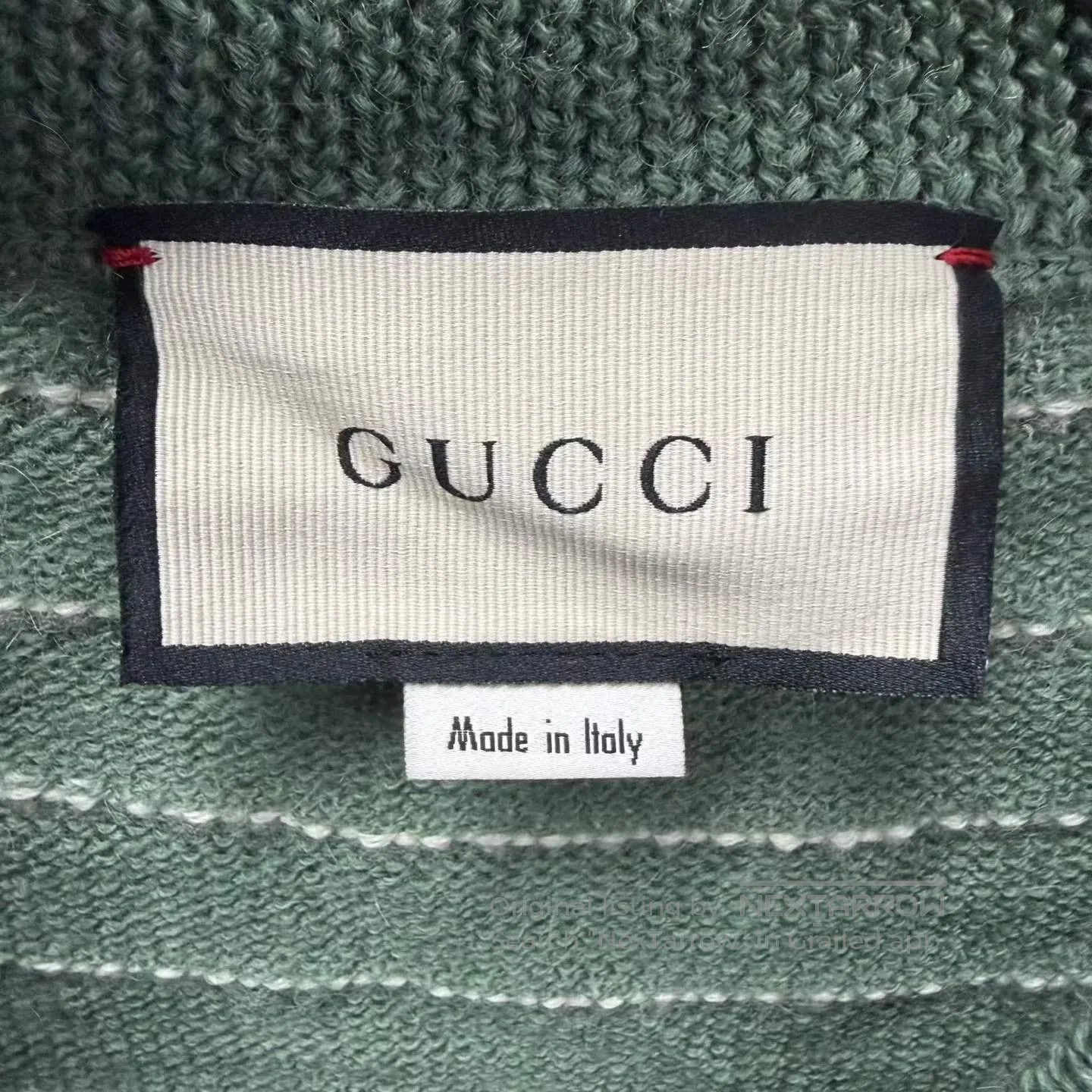 Gucci Gucci Green White Striped V-Neck Sweater. Size US M / EU 48-50 / 2 - 4 Thumbnail