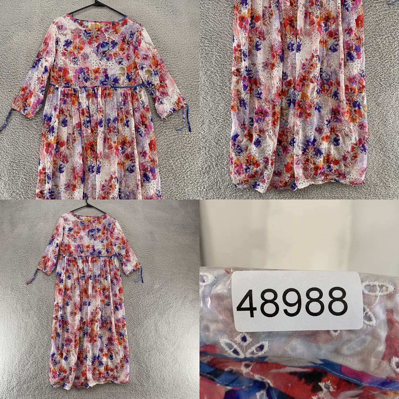 Johnny Was Johnny Was Midi Dress Womens XS Embroidered Floral Boho Cotton Silk Empire Dress Size XS / US 0-2 / IT 36-38 - 8 Thumbnail