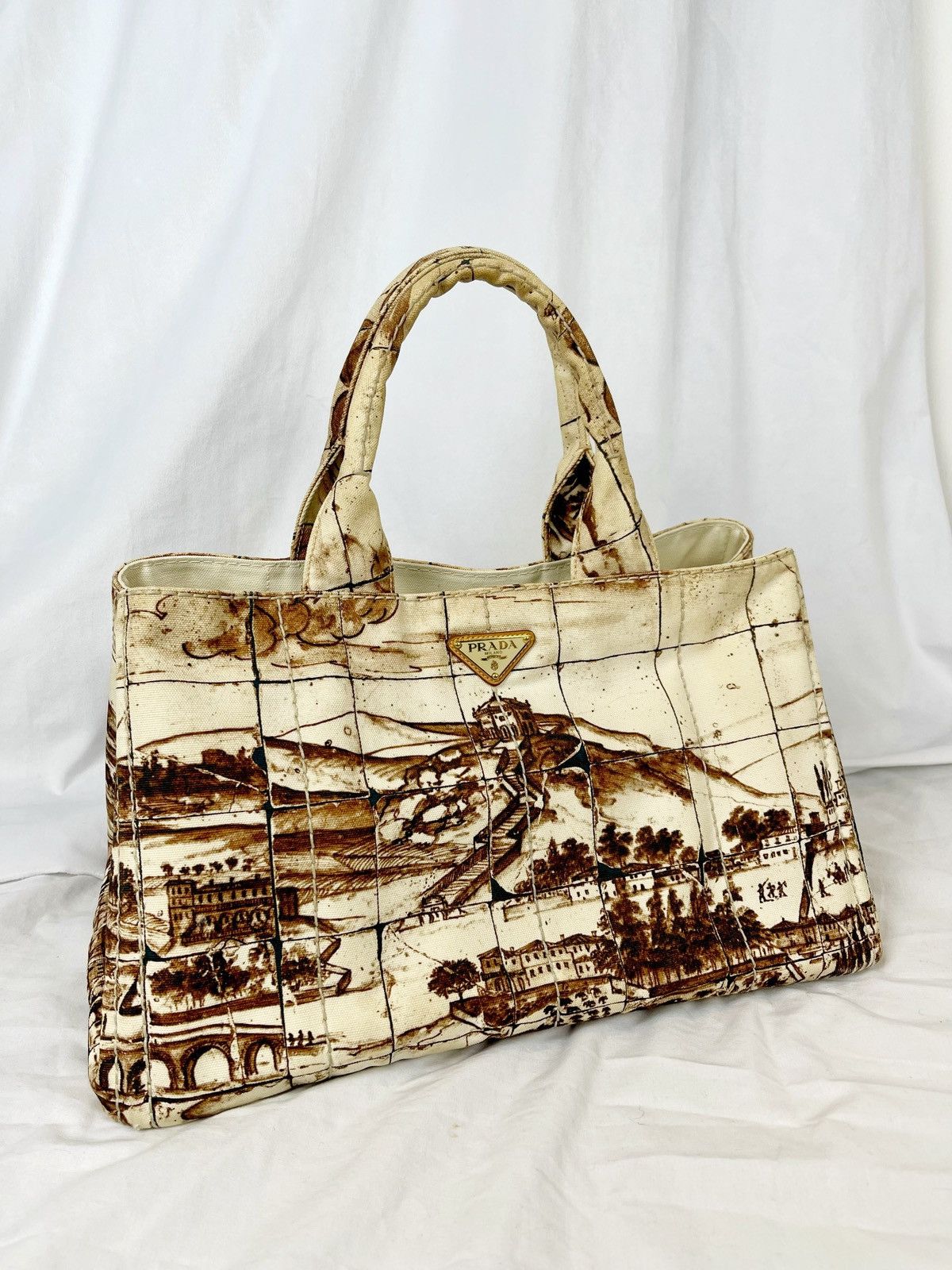 Prada Prada Mount Vesuvius Large Canapa Canvas Tote printed Size ONE SIZE - 2 Thumbnail