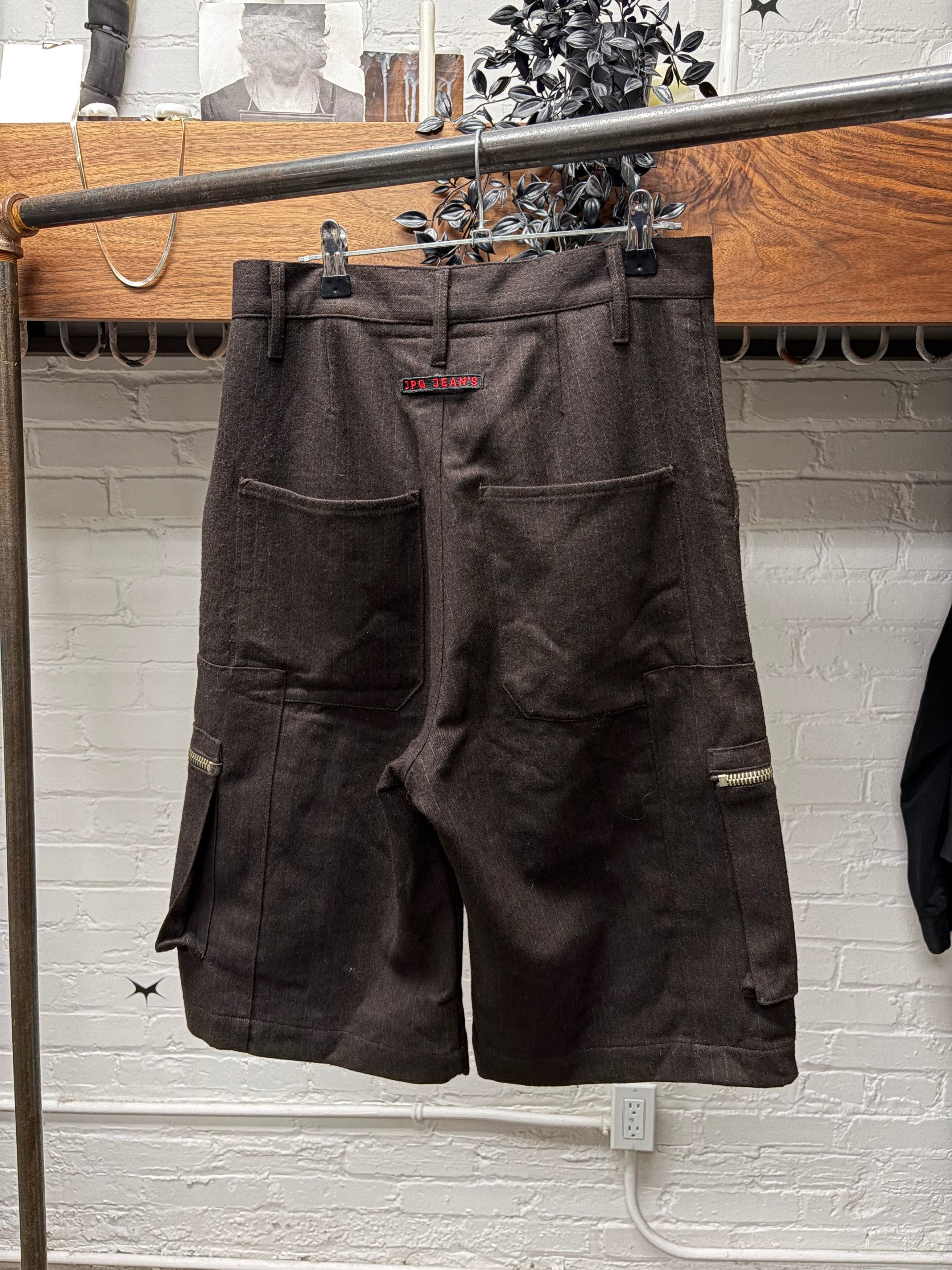 Other Vintage Jean Paul Gaultier Brown Pinstripe ‘Exposed Zip’ Shorts Size US 28 / EU 44 - 4 Thumbnail