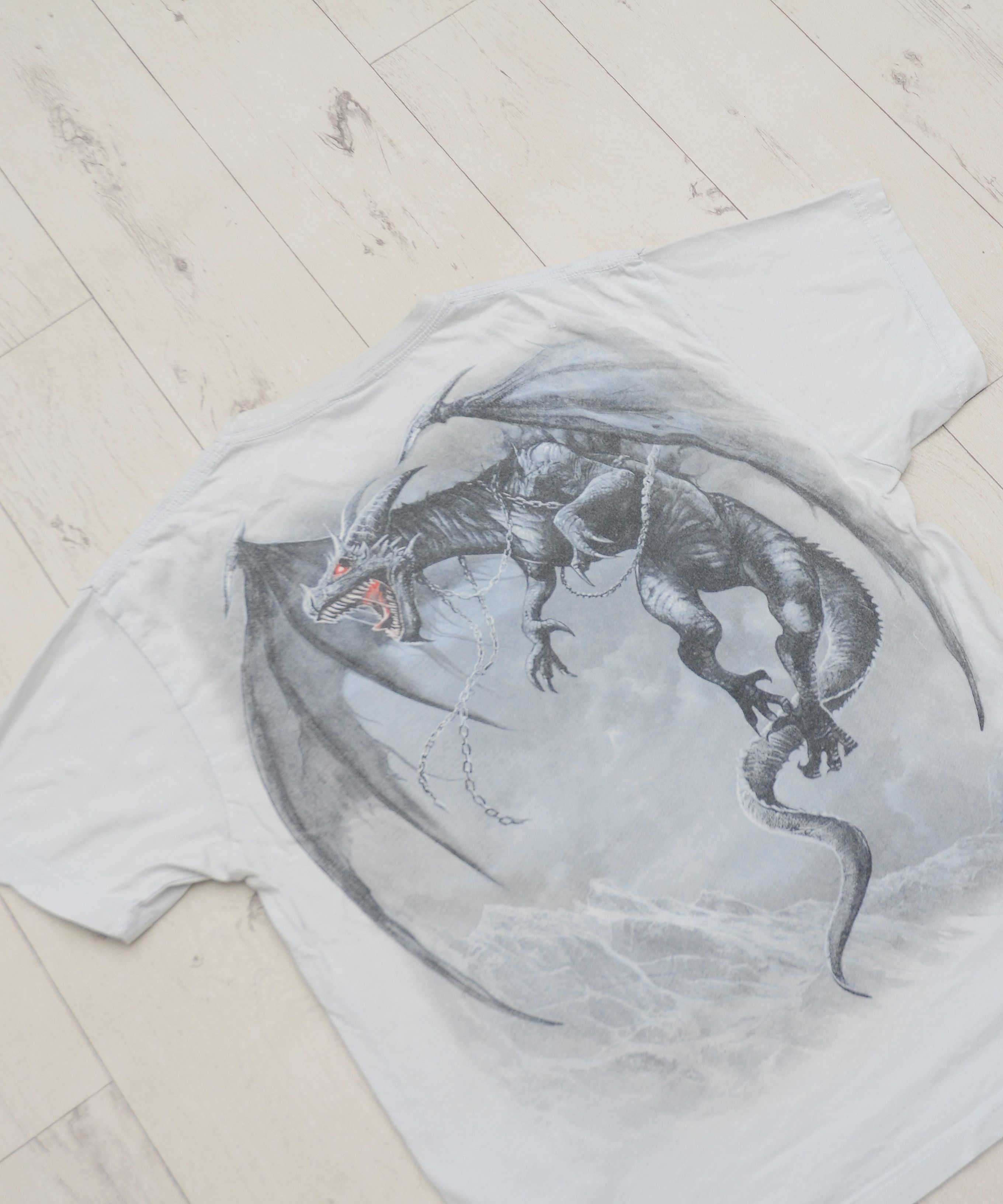 Japanese Brand × Vintage Y2K All Over Print Style Dragon T-Shirt Tee Spiral Direct Size US L / EU 52-54 / 3 - 9 Thumbnail