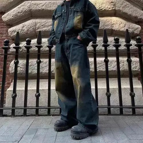 High Sport × Japanese Brand × Jean Retro heavy duty washed wide leg jeans Size US 32 / EU 48 - 3 Thumbnail