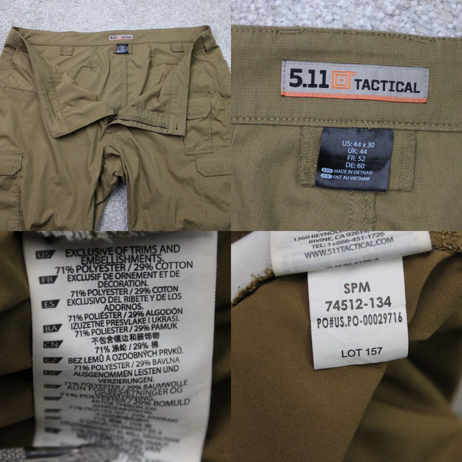 Vintage 5.11 Tactical Pants Mens 44x30 Beige ABR Pro Cargo Pocket Ripstop Utility Work Pants Size US 44 / EU 60 - 8 Thumbnail