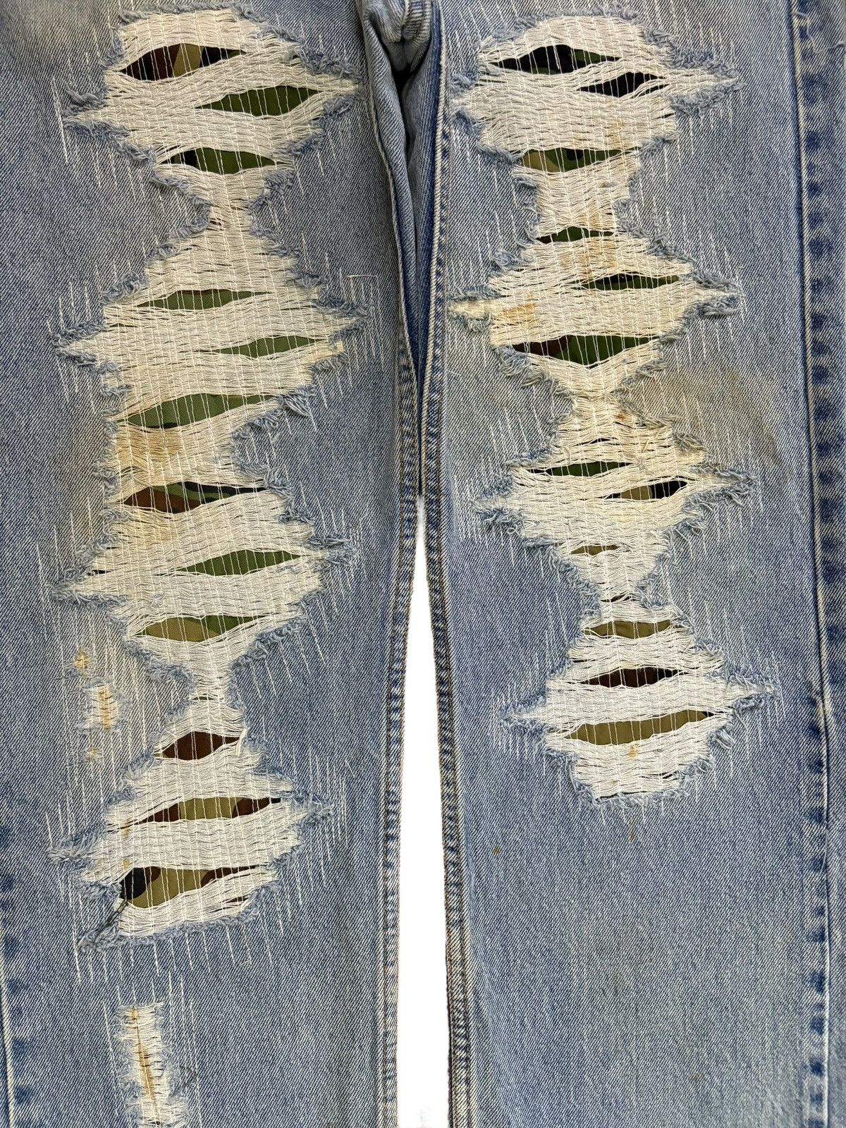 Levi's Vintage 90s Levis 505 Sashiko Mud Wash Distress Loose Jeans Size US 34 / EU 50 - 5 Thumbnail