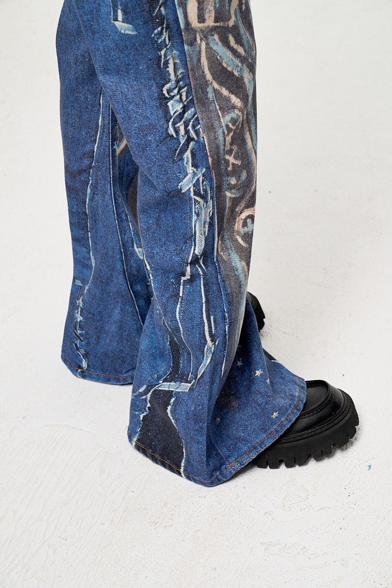 Japanese Brand × Jean Hand Painted Printed 3D Jeans Wide Leg Size US 36 / EU 52 - 8 Thumbnail