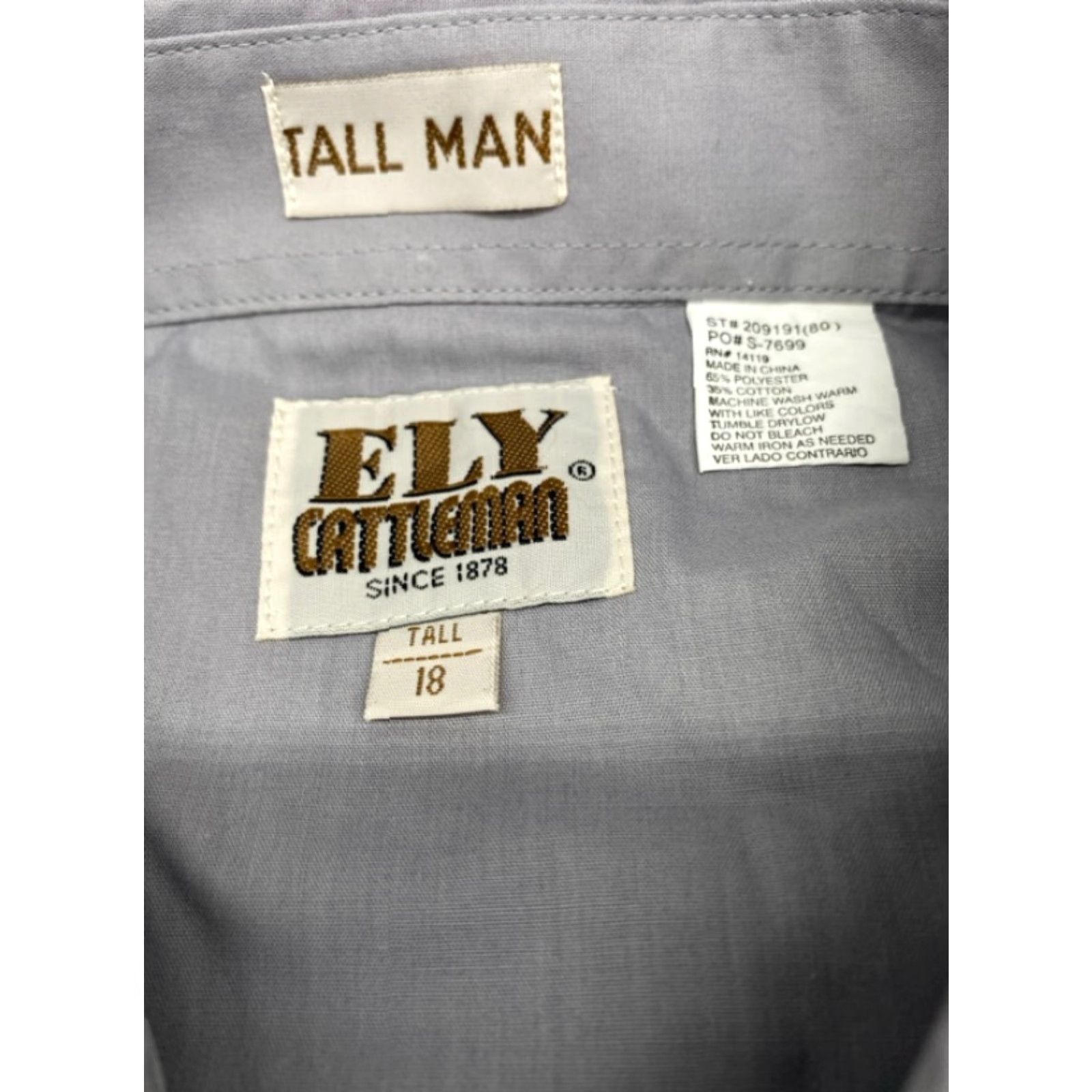 Vintage VINTAGE Ely Cattleman Western Shirt Mens 18 Tall Gray Short Sleeve Pearl Snaps 5570 Size US XXL / EU 58 / 5 - 5 Thumbnail