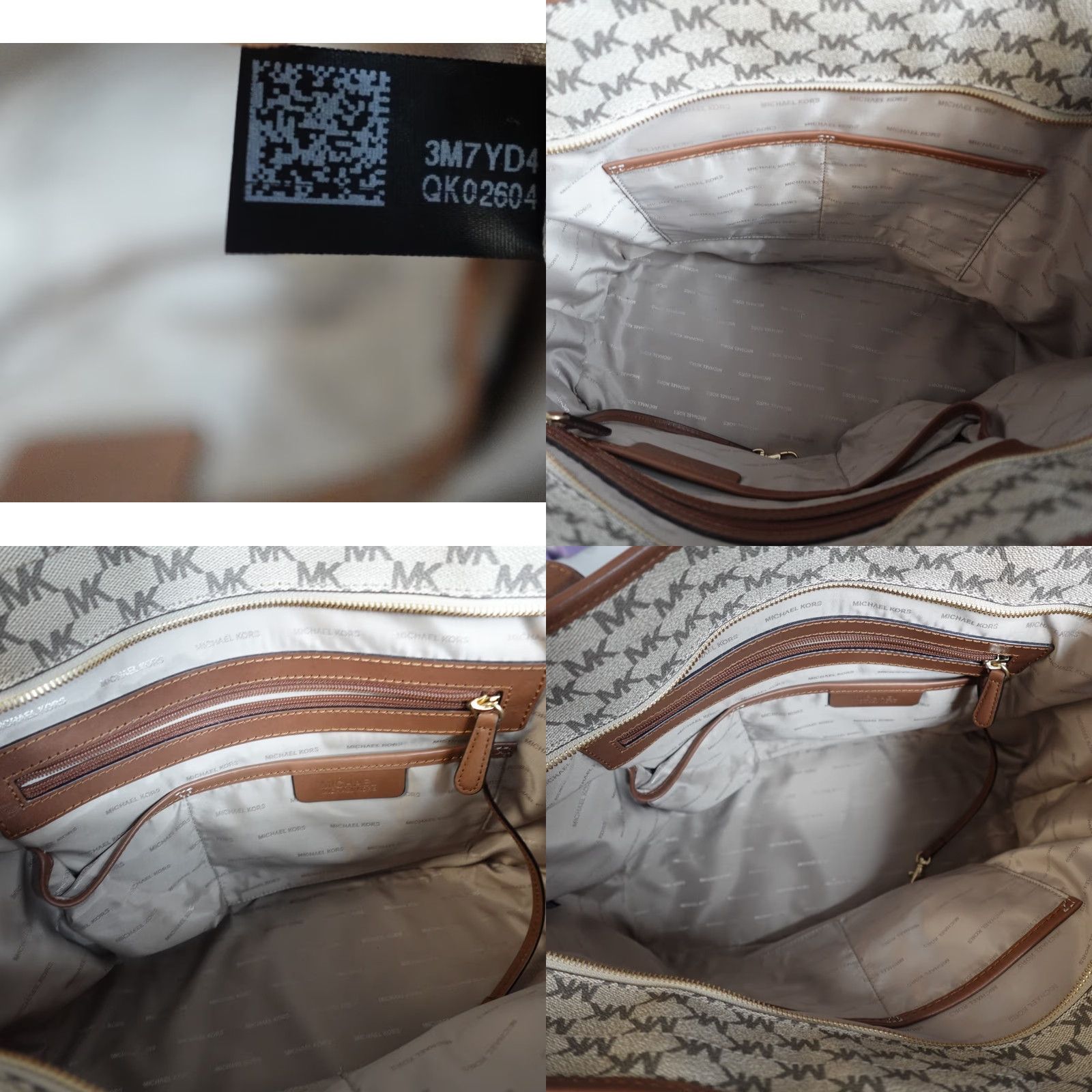 Michael Kors Michael Kors Womens Bag Beige Tote Lined Logo All Over Emry Tote Beige Womens Bag Large Size ONE SIZE - 9 Thumbnail