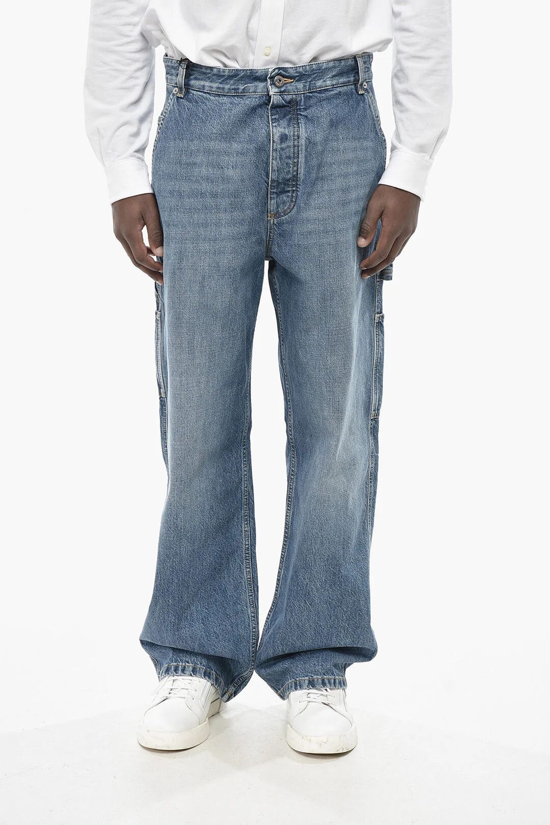 Bottega Veneta og1mm0426 Wide-Fit Cargo Jeans in Blue Size US 32 / EU 48 - 1 Thumbnail