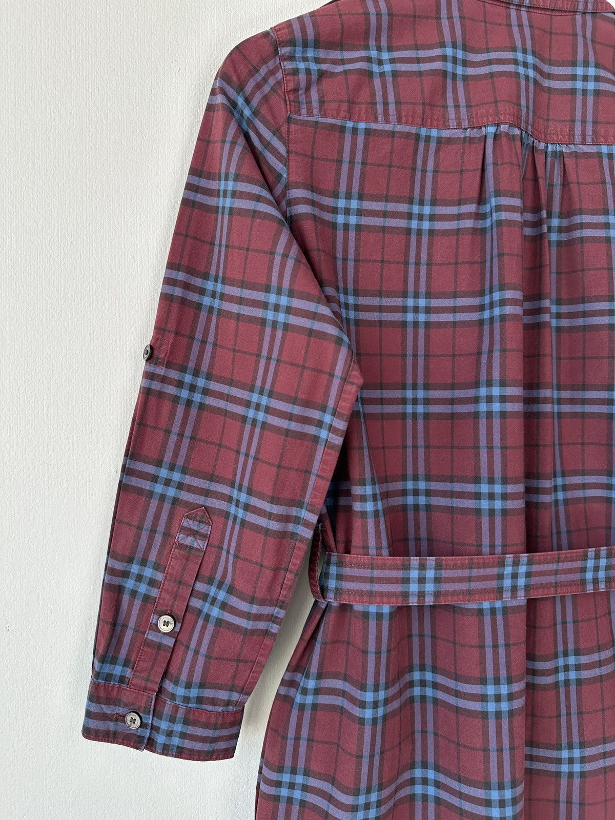 Burberry BURBERRY Plaid Shirt Dress Burgundy Check Cotton Belted US 4 Size XS / US 0-2 / IT 36-38 - 7 Thumbnail