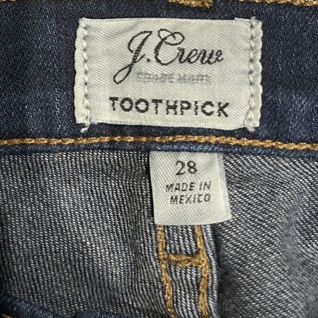 J.Crew Toothpick Skinny Dark Blue Wash Denim Jeans Mid Rise Slim Size 28" / US 6 / IT 42 - 3 Thumbnail