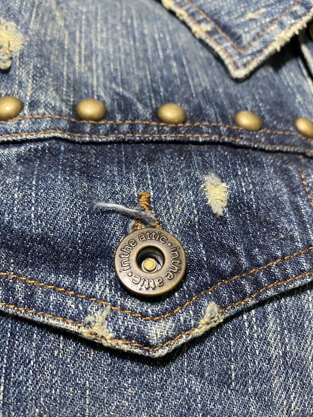 In The Attic × Japanese Brand Punk Indigo Denim Distressed Embroidered Vest Size US M / EU 48-50 / 2 - 5 Thumbnail