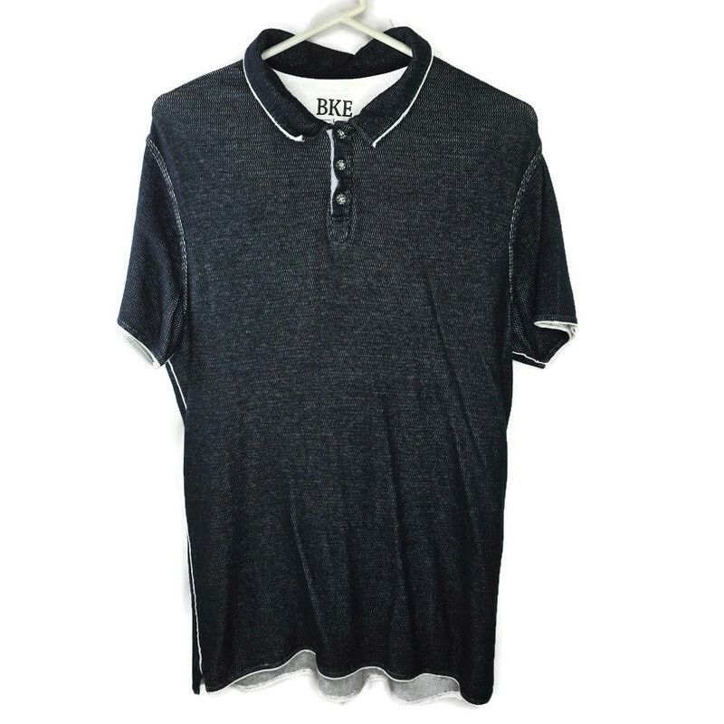 BKE Men's BKE Jersey Black White Raw Edge Polo Shirt Size Large Size US L / EU 52-54 / 3 - 3 Thumbnail