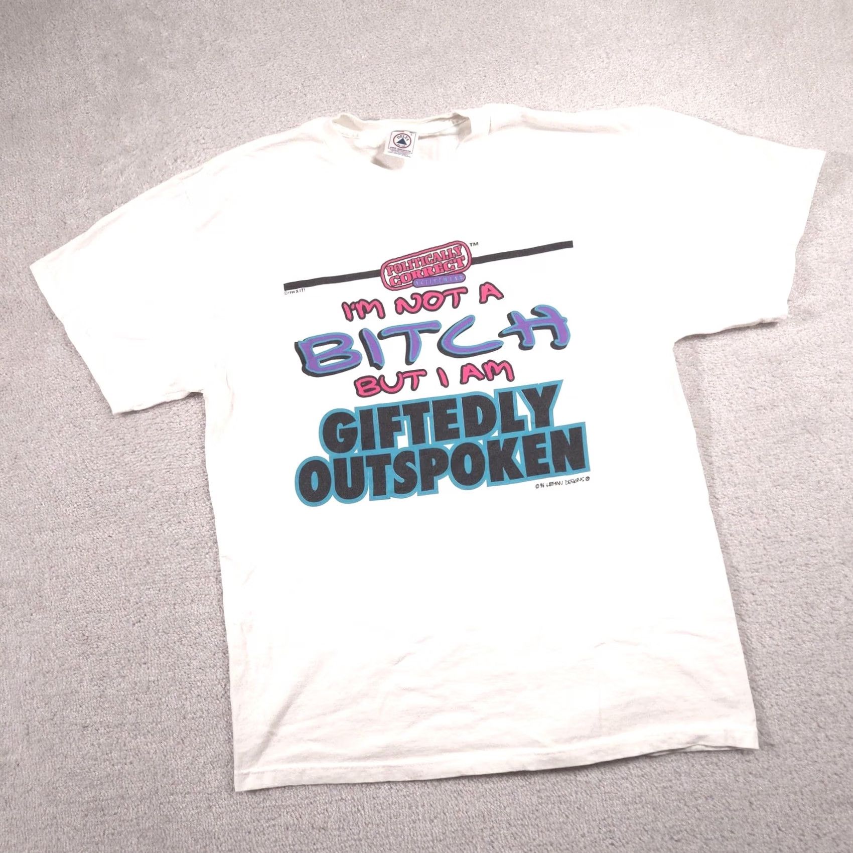 Delta VINTAGE Delta Shirt Mens Large White Politically Correct Giftedly Outspoken 90s Size US L / EU 52-54 / 3 - 2 Thumbnail