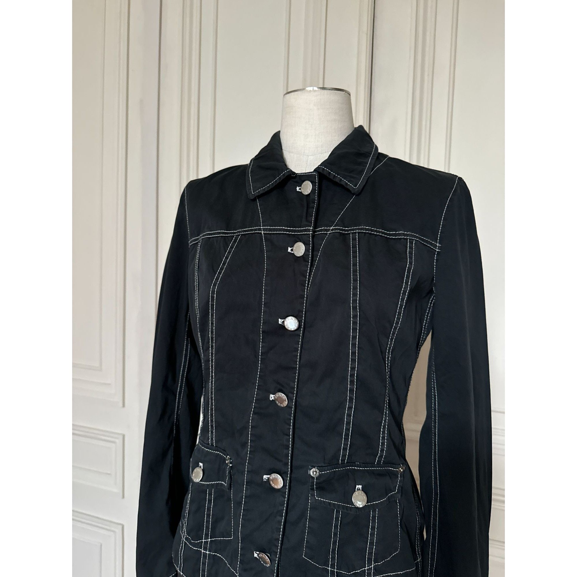 Prada Black Contrast Stitch Jacket Size S / US 4 / IT 40 - 3 Thumbnail