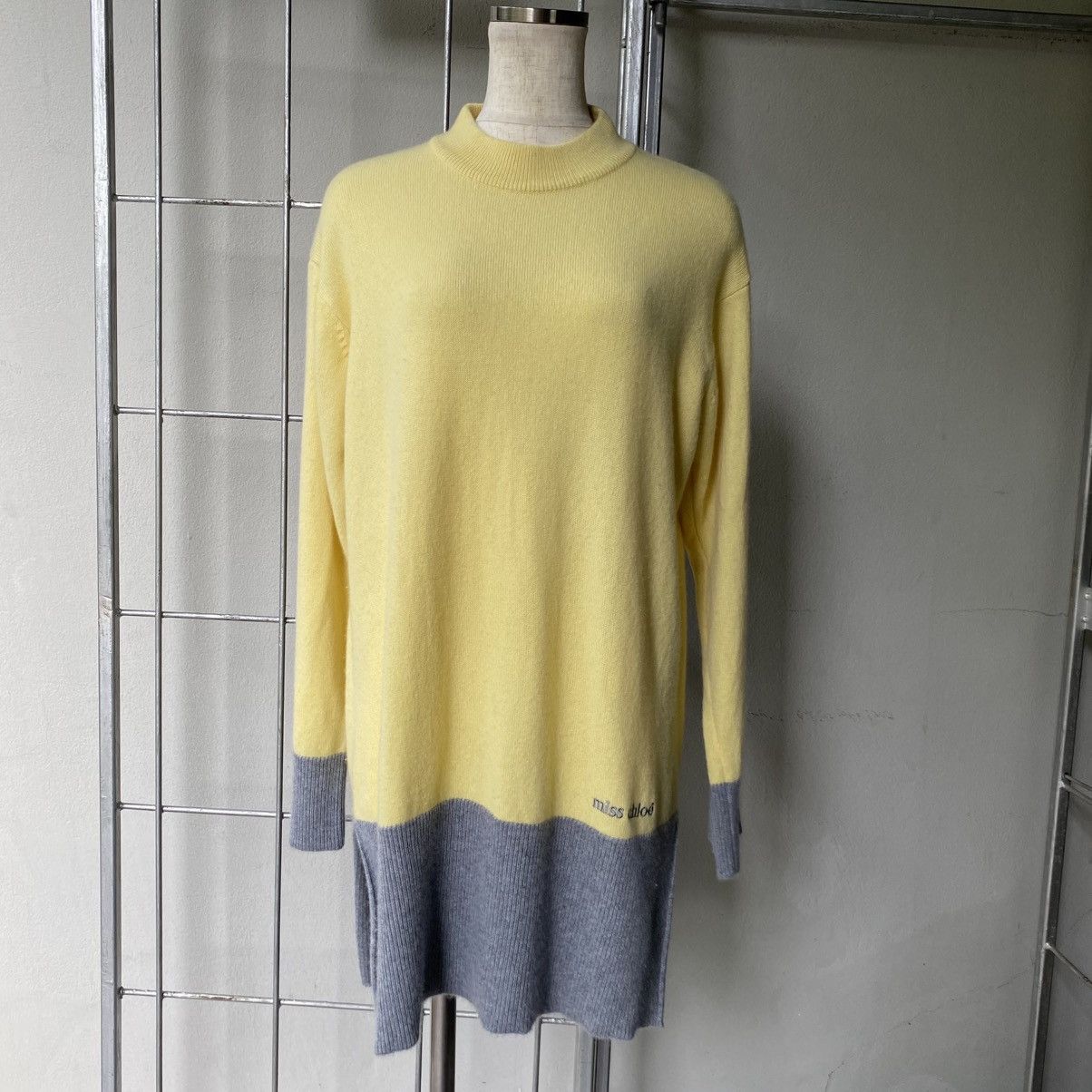 Chloe Miss chloe Yellow and Gray Colorblock Knit Sweater Dress Size S / US 4 / IT 40 - 16 Thumbnail