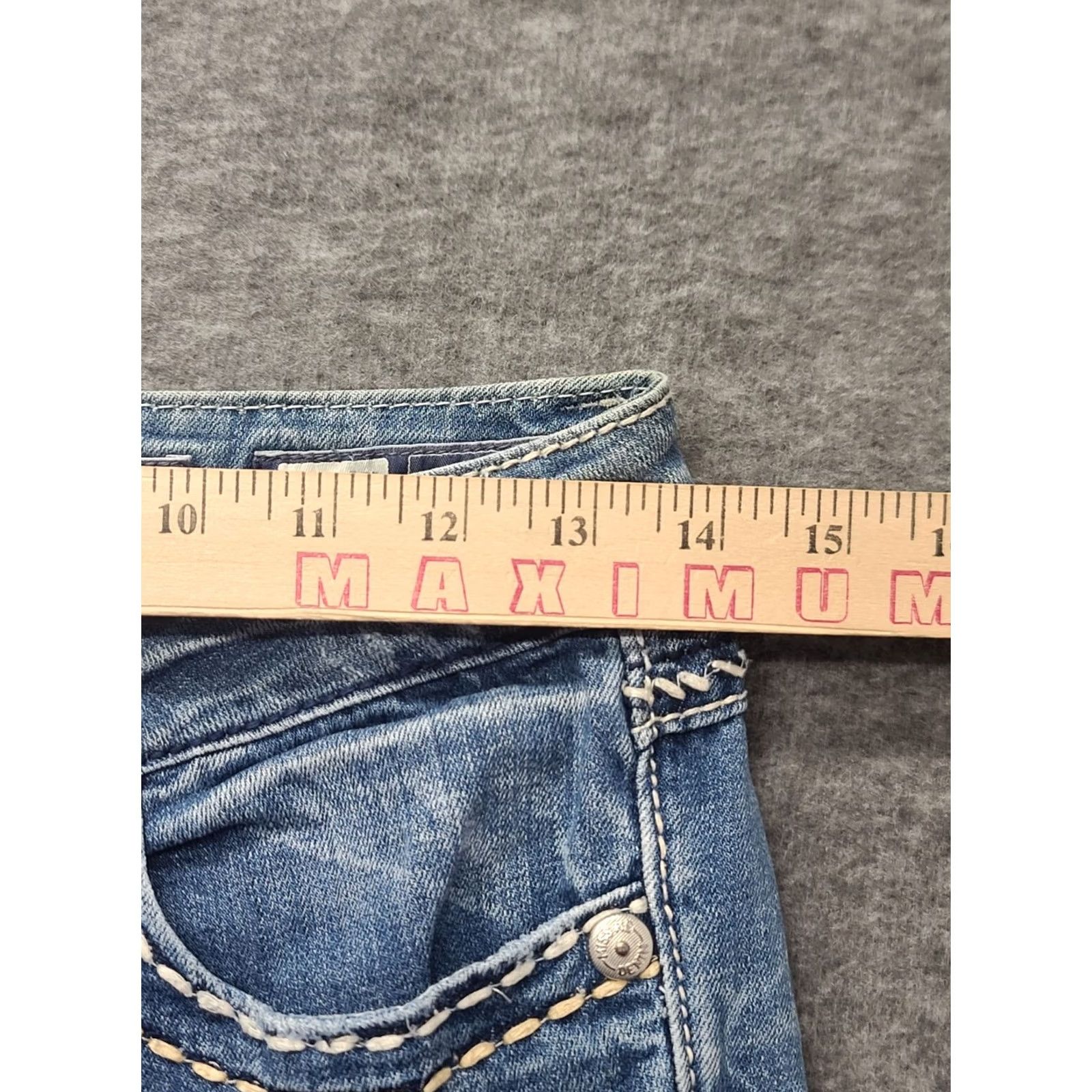 Miss Me Miss Me Jeans Womens Regular Fit Bootcut 26x28 Mid Rise Distressed Velvety Blue Denim Stretch Size 26" / US 2 / IT 38 - 4 Thumbnail