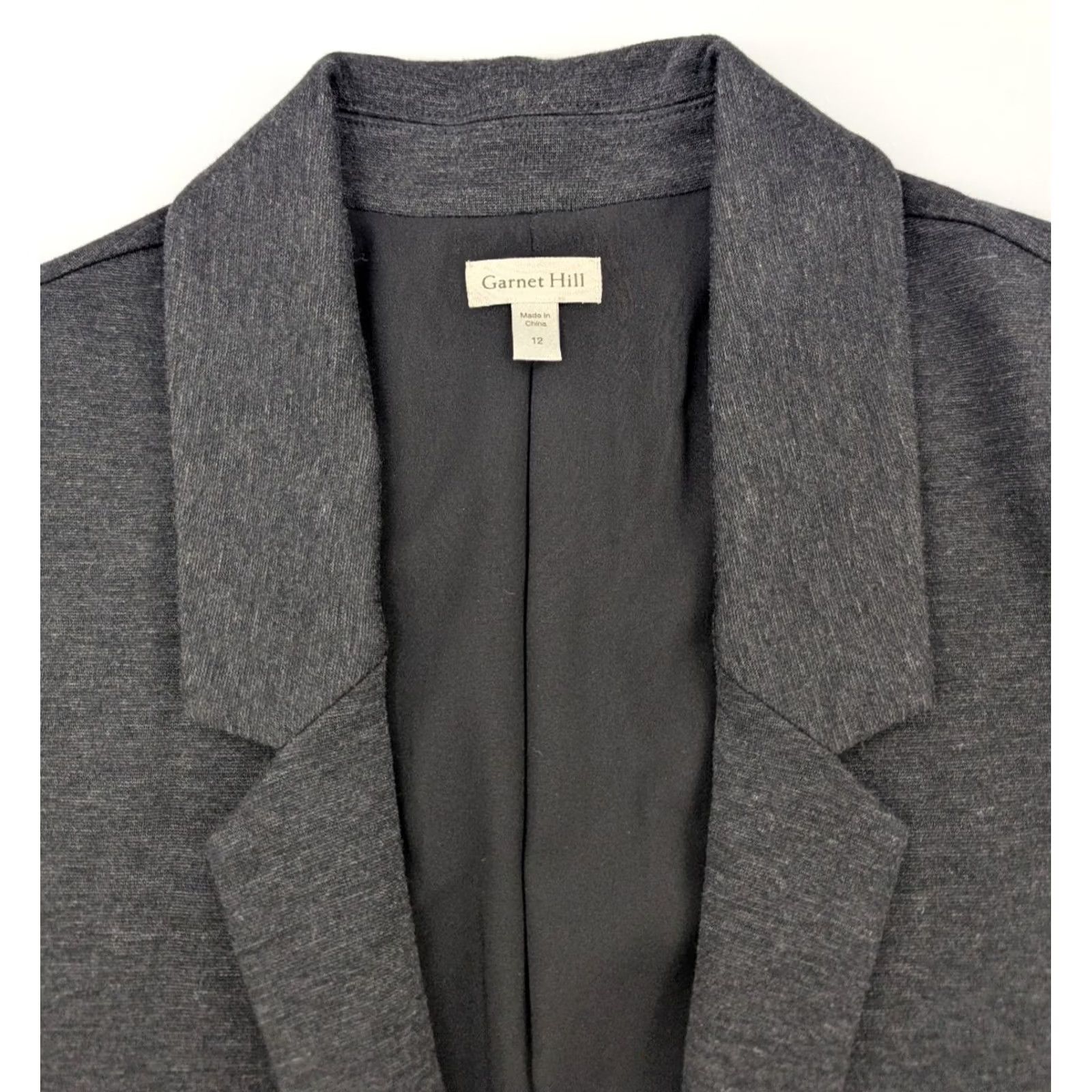 Vintage Garnet Hill Blazer Knit Gray 12 Relaxed Pockets Button Jacket Women's Easy Care/Lined Mid-Length Size XL / US 12-14 / IT 48-50 - 7 Thumbnail