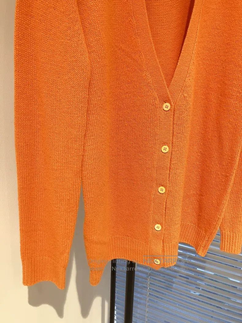 Prada Prada Orange V-neck wool cardigan coat Size XS / US 0-2 / IT 36-38 - 4 Thumbnail