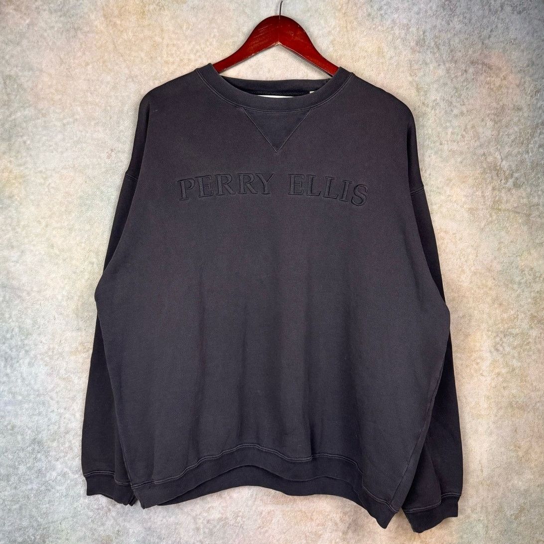 Perry Ellis × Vintage VTG 90s Perry Ellis Crewneck Sweatshirt Sz L Black Size US L / EU 52-54 / 3 - 1 Thumbnail