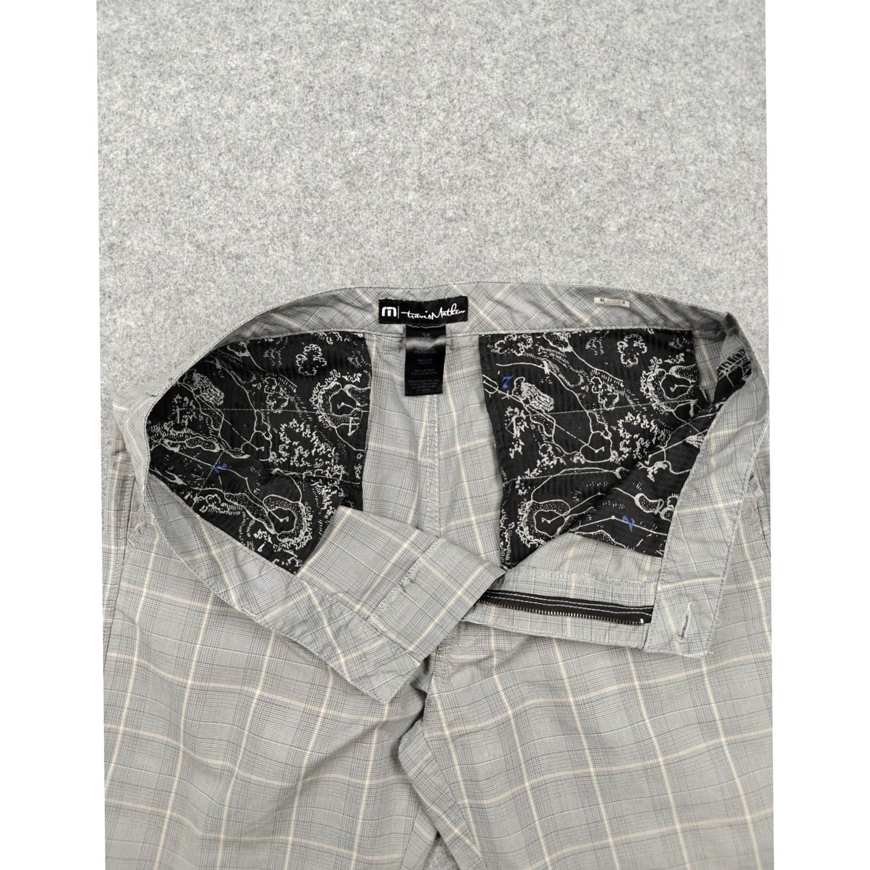 TravisMathew Travis Mathew Pants Mens 36 Gray Plaid Chino Casual Cotton Blend Golf Straight Size US 36 / EU 52 - 6 Thumbnail