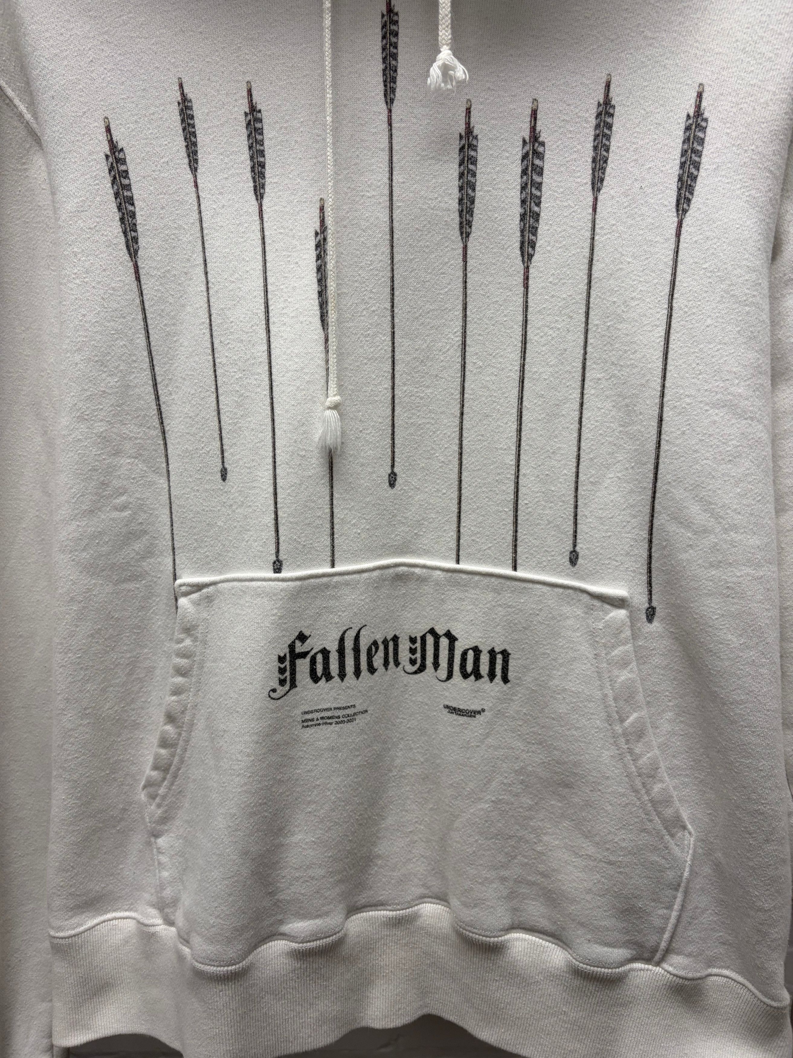Undercover AW2020 Undercover ‘Fallen Man’ Arrow Rain White Graphic Hoodie Size US L / EU 52-54 / 3 - 2 Thumbnail