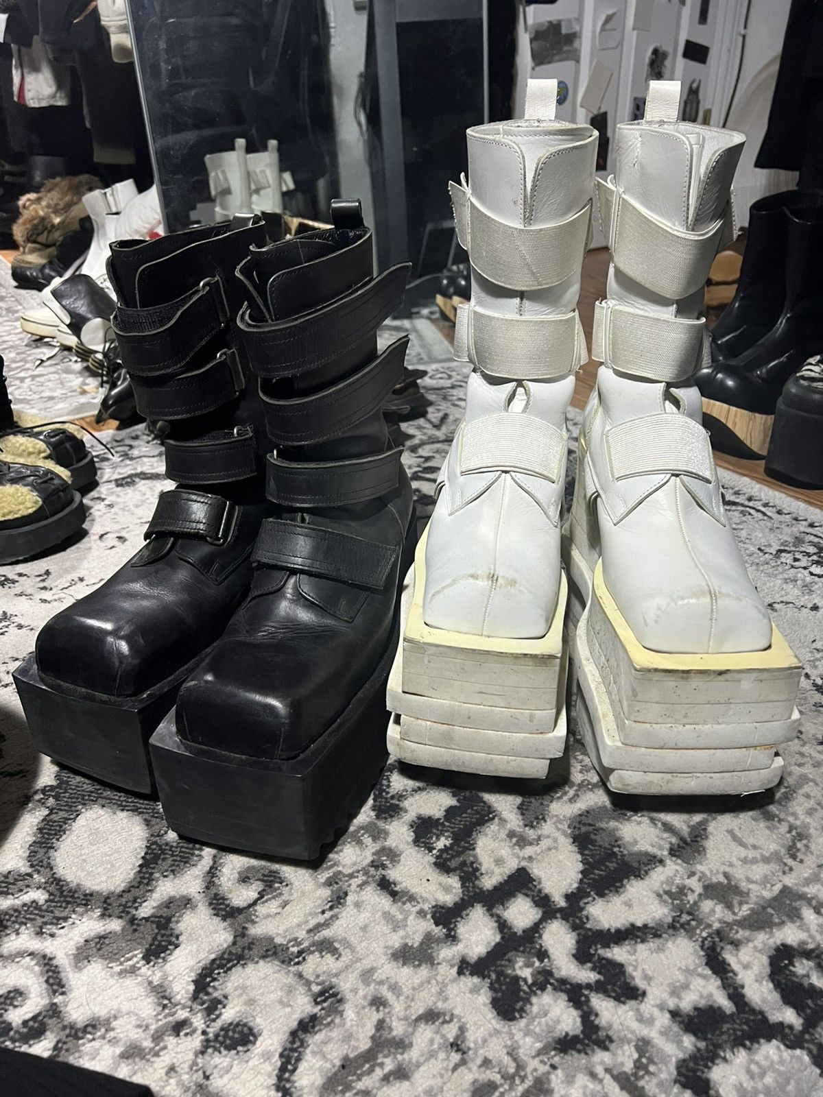 Japanese Brand Koji kuga LL square toe stacked platforms