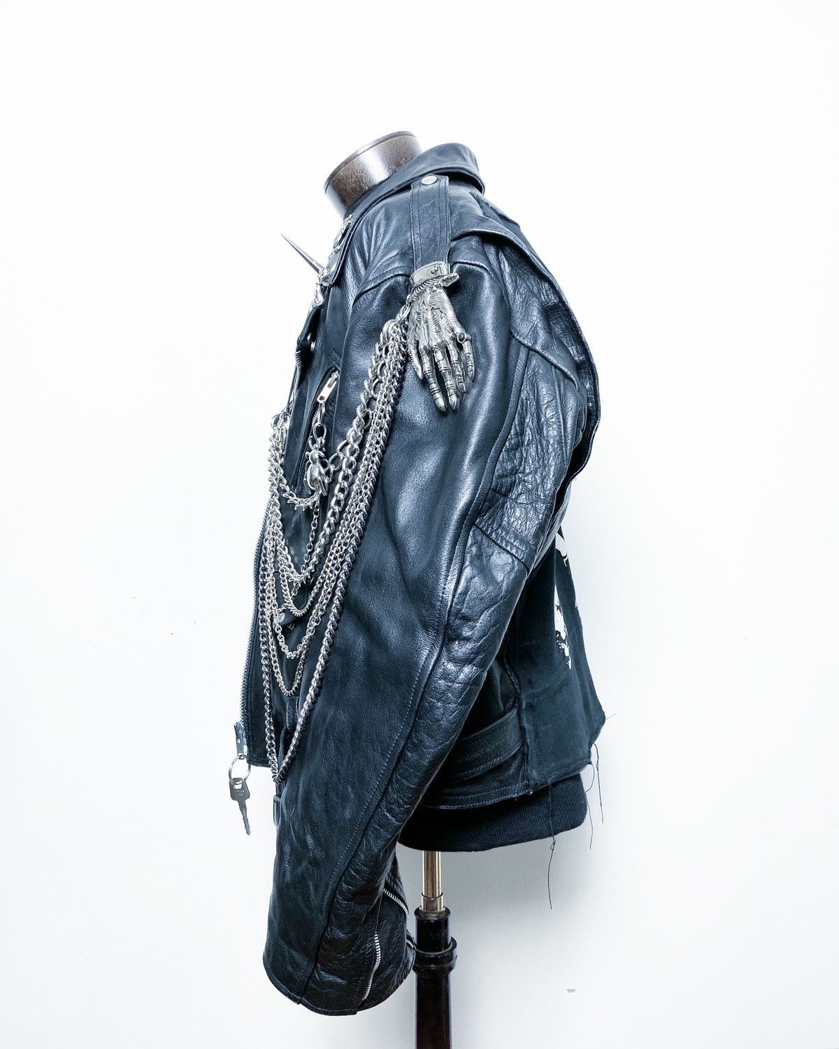 Art Comes First BLACK FLAG CUSTOM BLACK LEATHER BIKE PUNK GOTH 666 JACKET Size US XXL / EU 58 / 5 - 10 Thumbnail