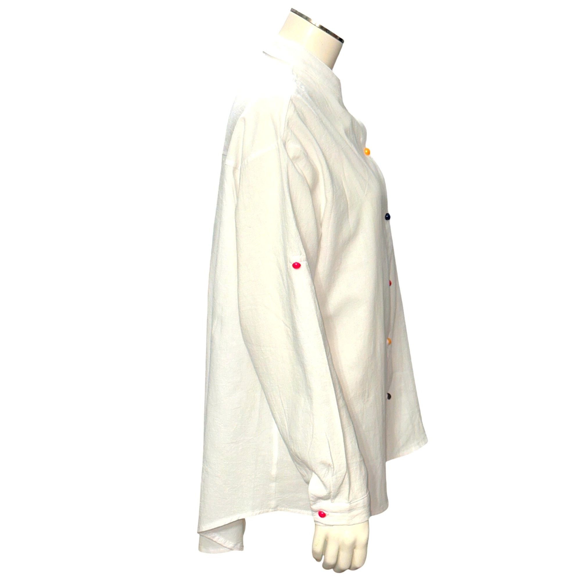 Other CCC Oversized White Button Up Shirt Colorful Buttons High Lo Size 3XL / US 20-22 - 4 Thumbnail