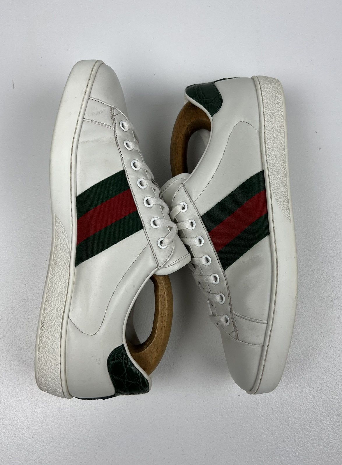 Gucci GUCCI Sneakers Low Top Leather Shoes ACE Web Stripe White Size US 9.5 / EU 42-43 - 11 Thumbnail