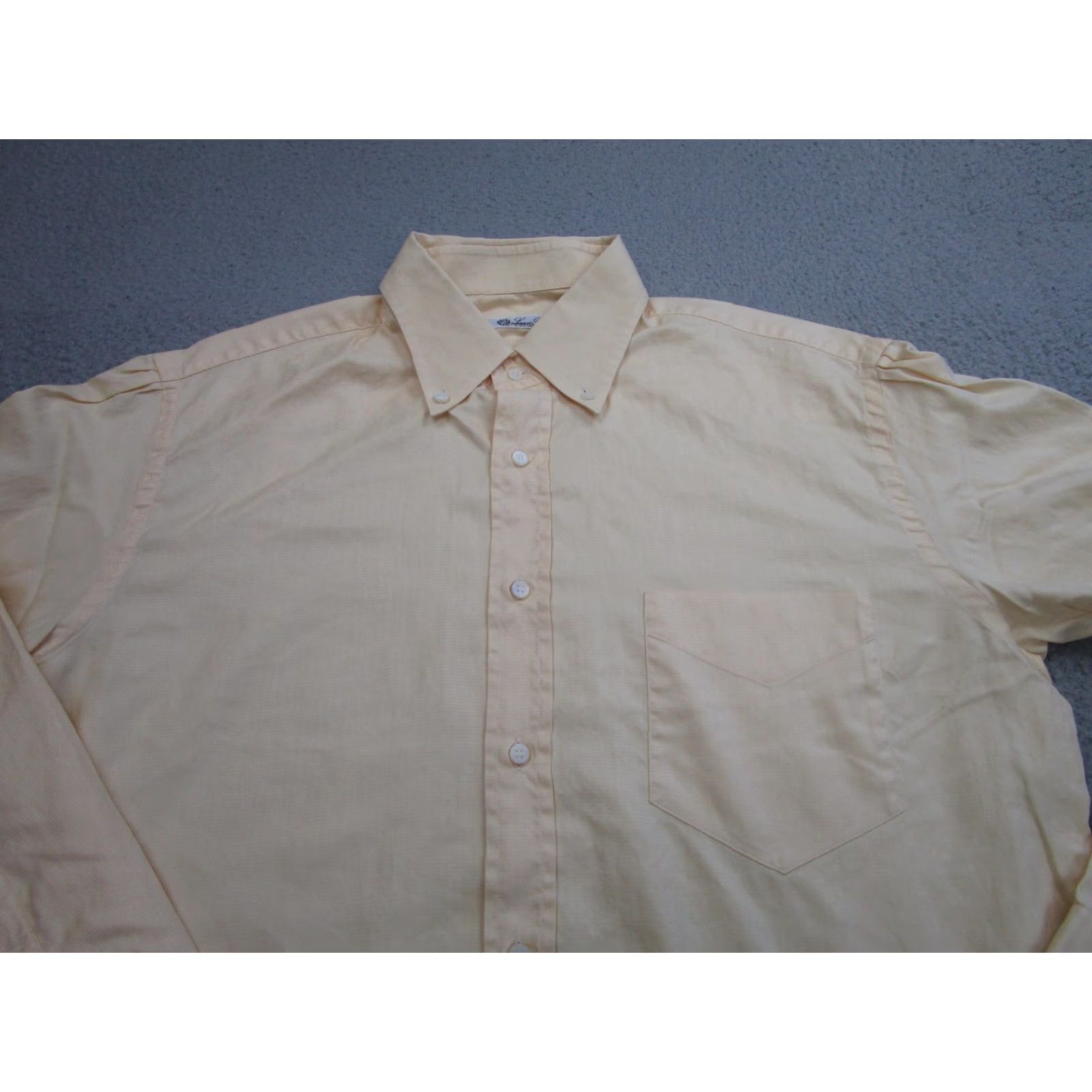 Loro Piana Loro Piana Shirt Mens 17.5 44 Yellow Cotton Herringbone Button Down Made Italy Size US XXL / EU 58 / 5 - 2 Thumbnail