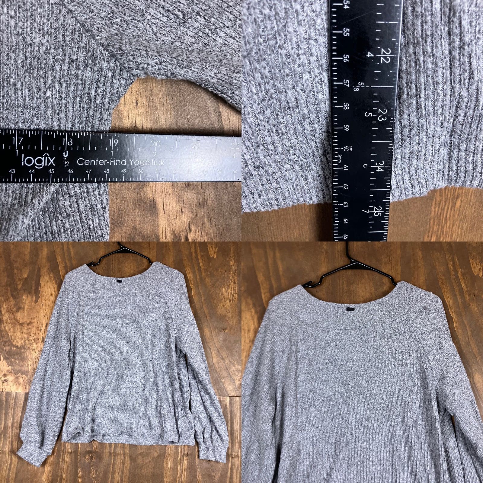 Vintage Tropik Womens Sweater Charcoal Ribbed Boat Neck Long Sleeve Knit Stretch Large Size L / US 10 / IT 46 - 8 Thumbnail