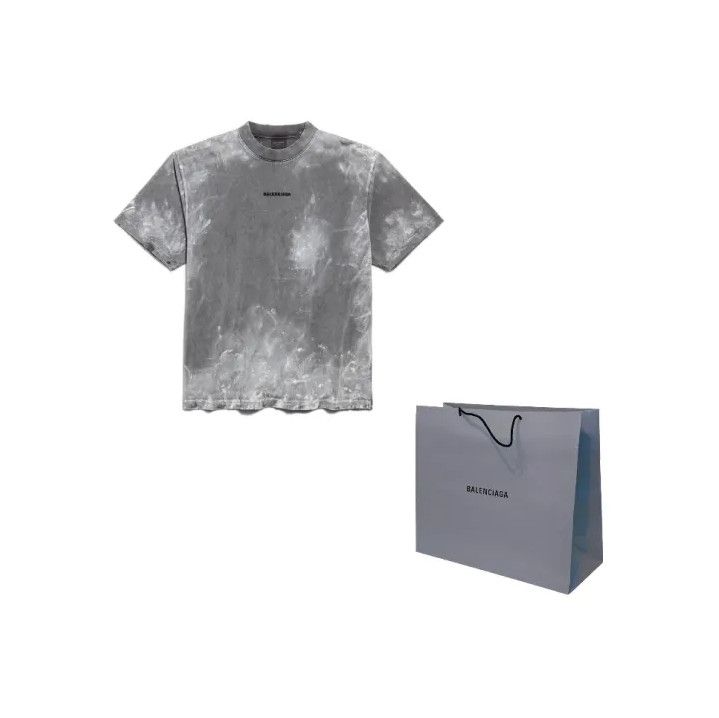 Balenciaga Balenciaga Gray Logo Embroidered Short Sleeve T-shirt Size US M / EU 48-50 / 2 - 1 Thumbnail
