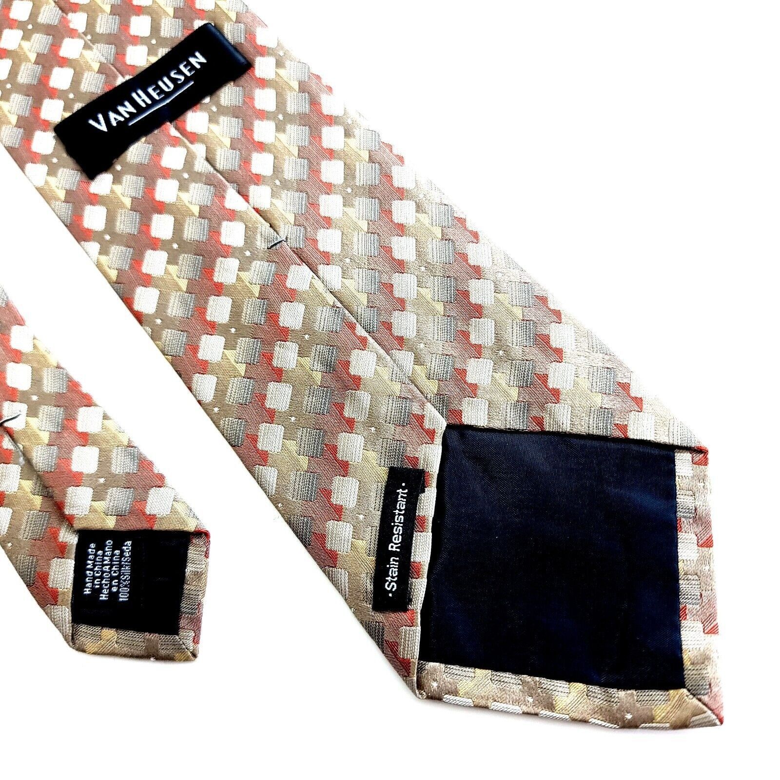 Van Heusen Van Heusen Brown Tan Red Woven Geometric Stain Resistant Sil Size ONE SIZE - 6 Thumbnail