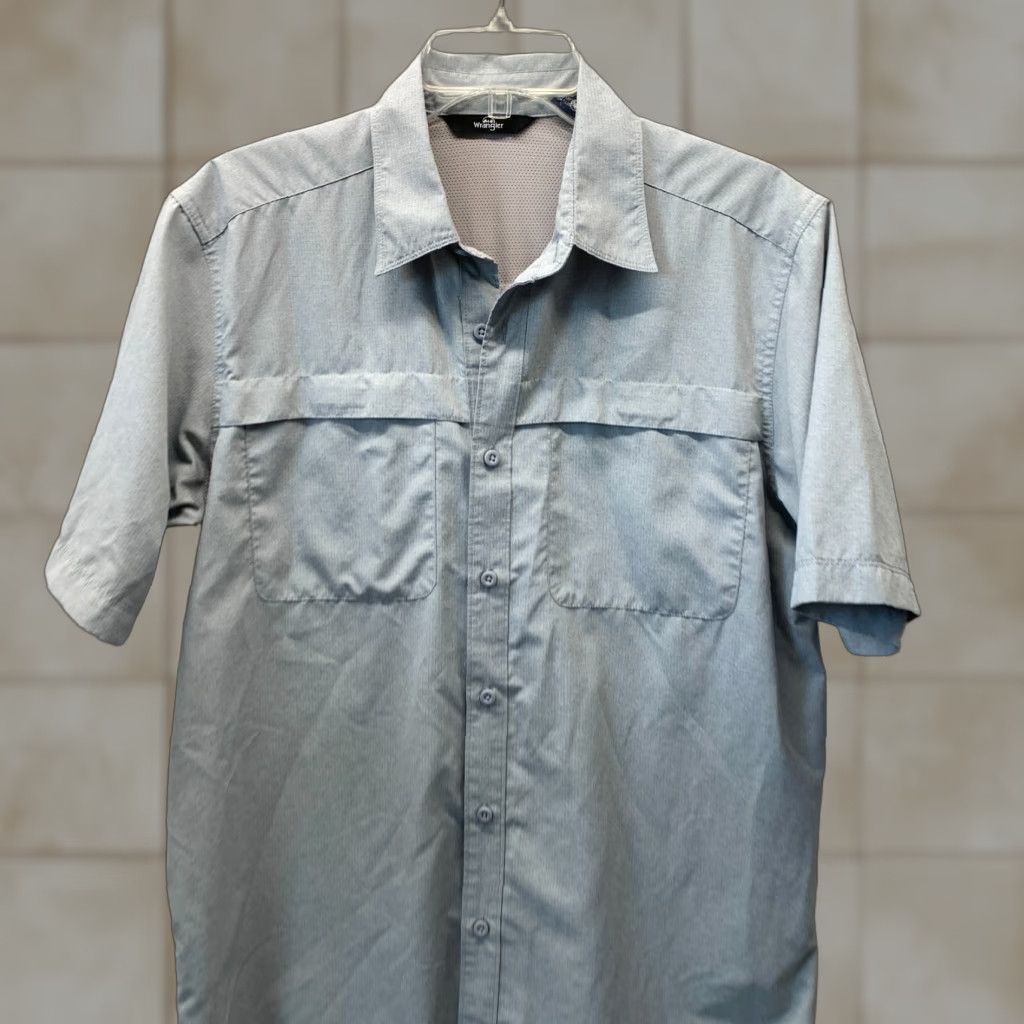Wrangler Wrangler Shirt Mens Medium Gray Outdoors Vented Button Up Nylon Polyester Size US M / EU 48-50 / 2 - 1 Thumbnail
