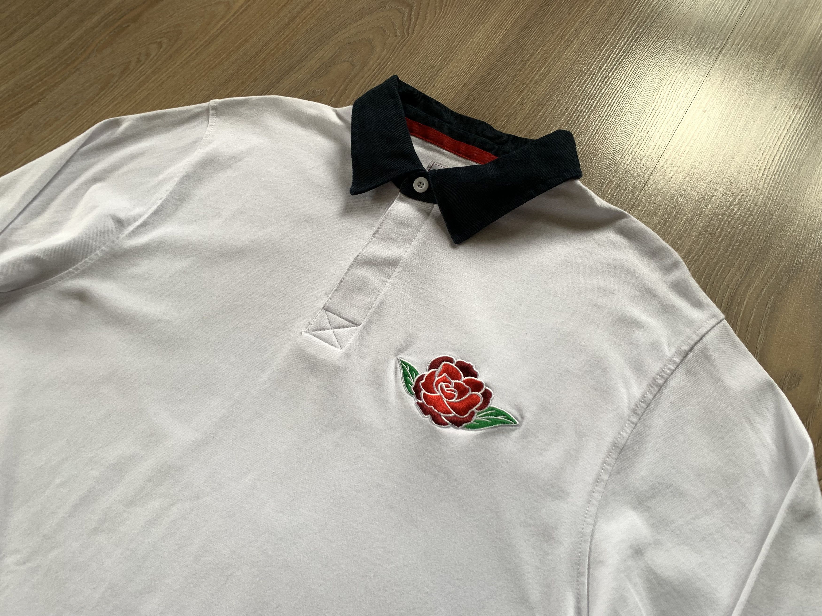 Vintage England WRU White Cotton Longsleeve Polo T Shirt Size US L / EU 52-54 / 3 - 4 Thumbnail