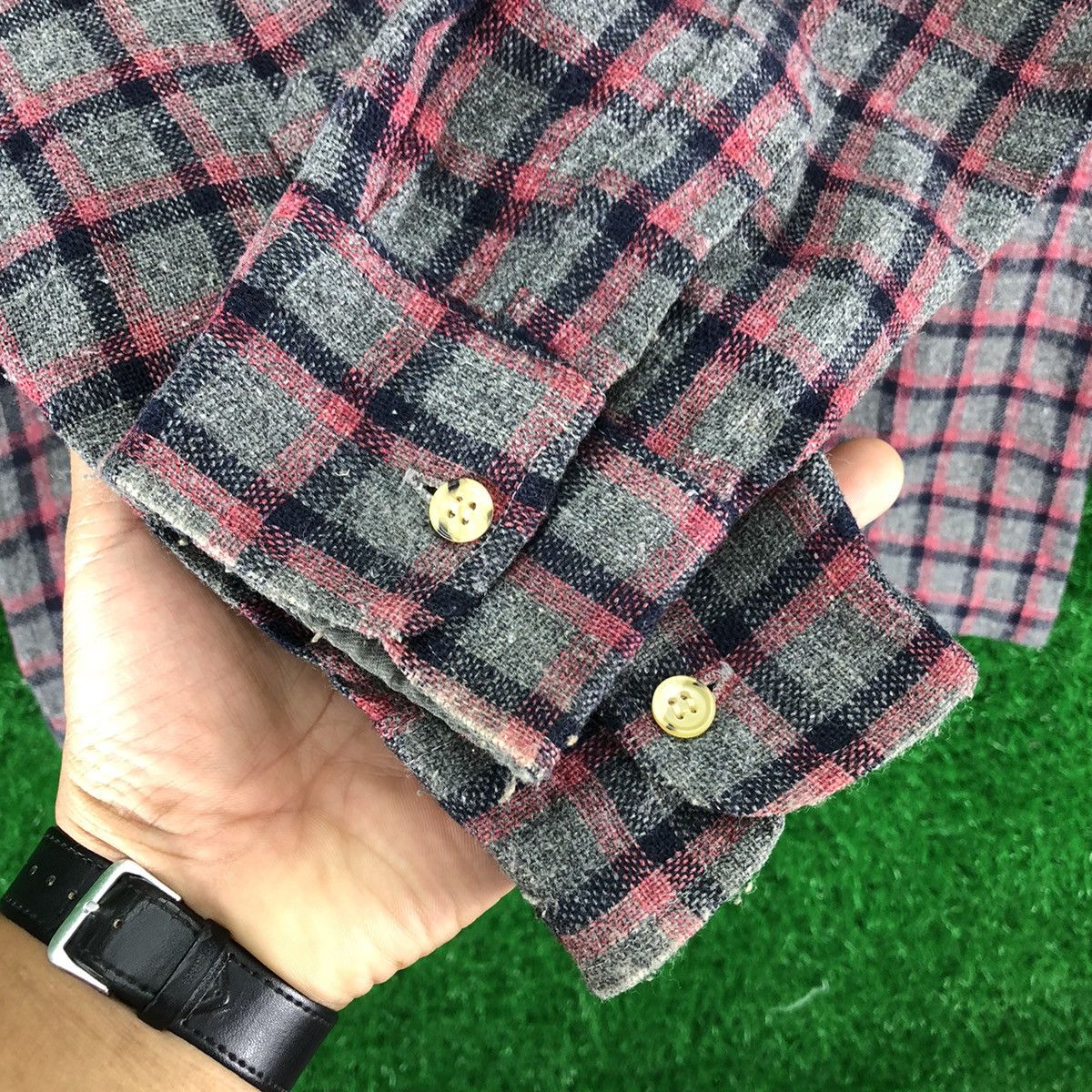 Flannel Vintage 80's Wool Flannel Checkered Double Pocket by Bazz Size US S / EU 44-46 / 1 - 9 Thumbnail