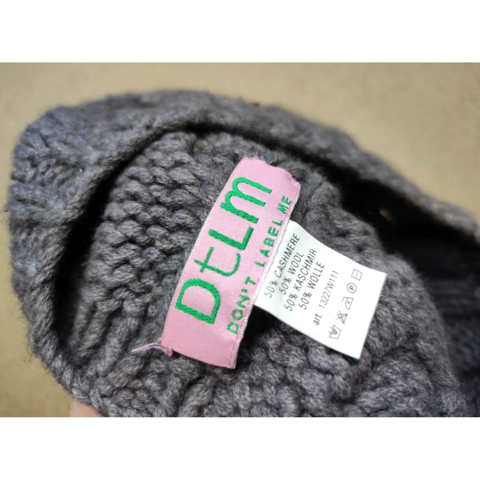 Vintage DTLM Don't Label Me Gray Beanie Hat Womens One Size Wool Cashmere Crochet Ladies Beanie Women Wool Blend Fall Winter Knit Hat Mens Womens Size ONE SIZE - 5 Thumbnail