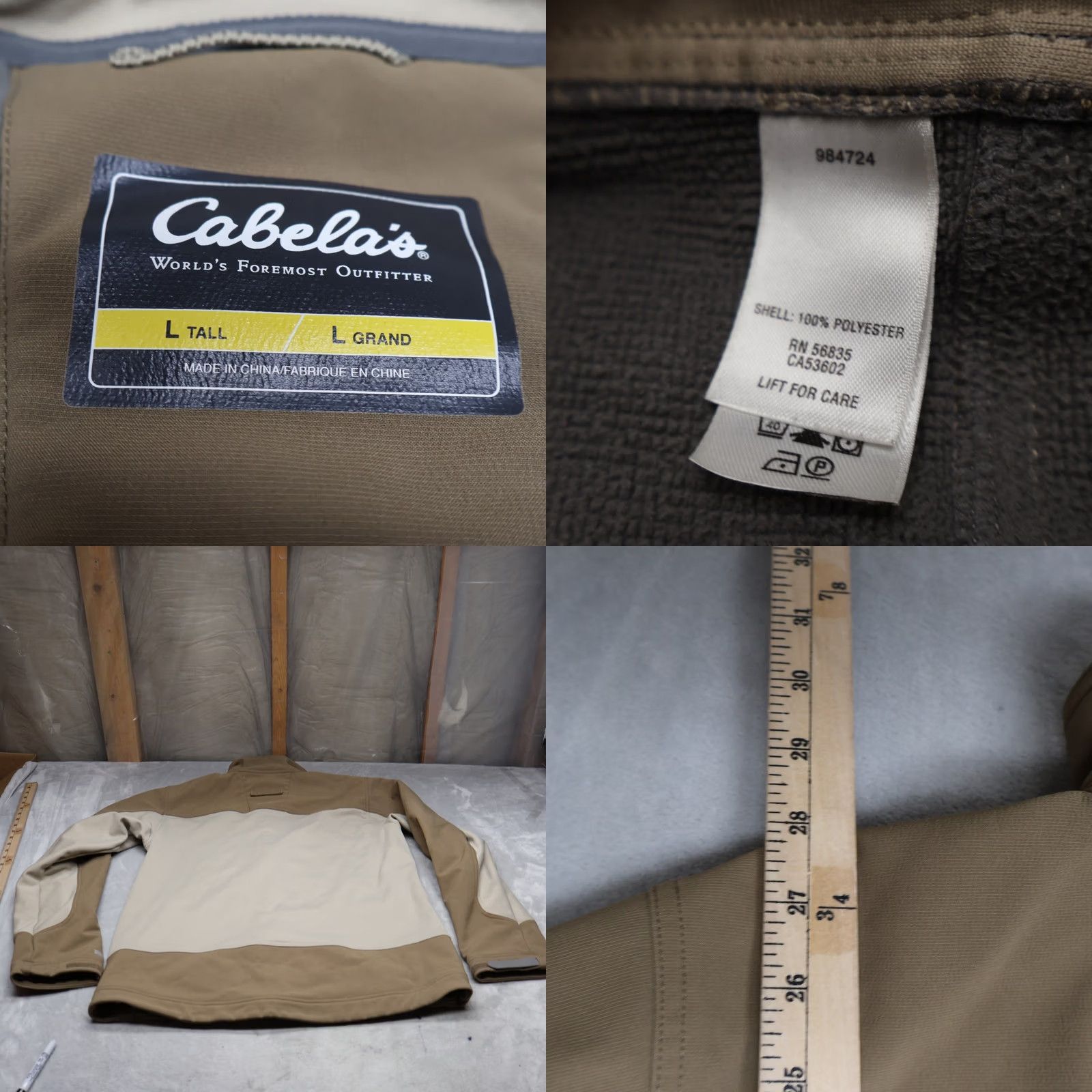 Vintage Cabelas Jacket Mens Large Tall Brown Windstopper Softshell Wind Rain Full Zip Size US L / EU 52-54 / 3 - 9 Thumbnail
