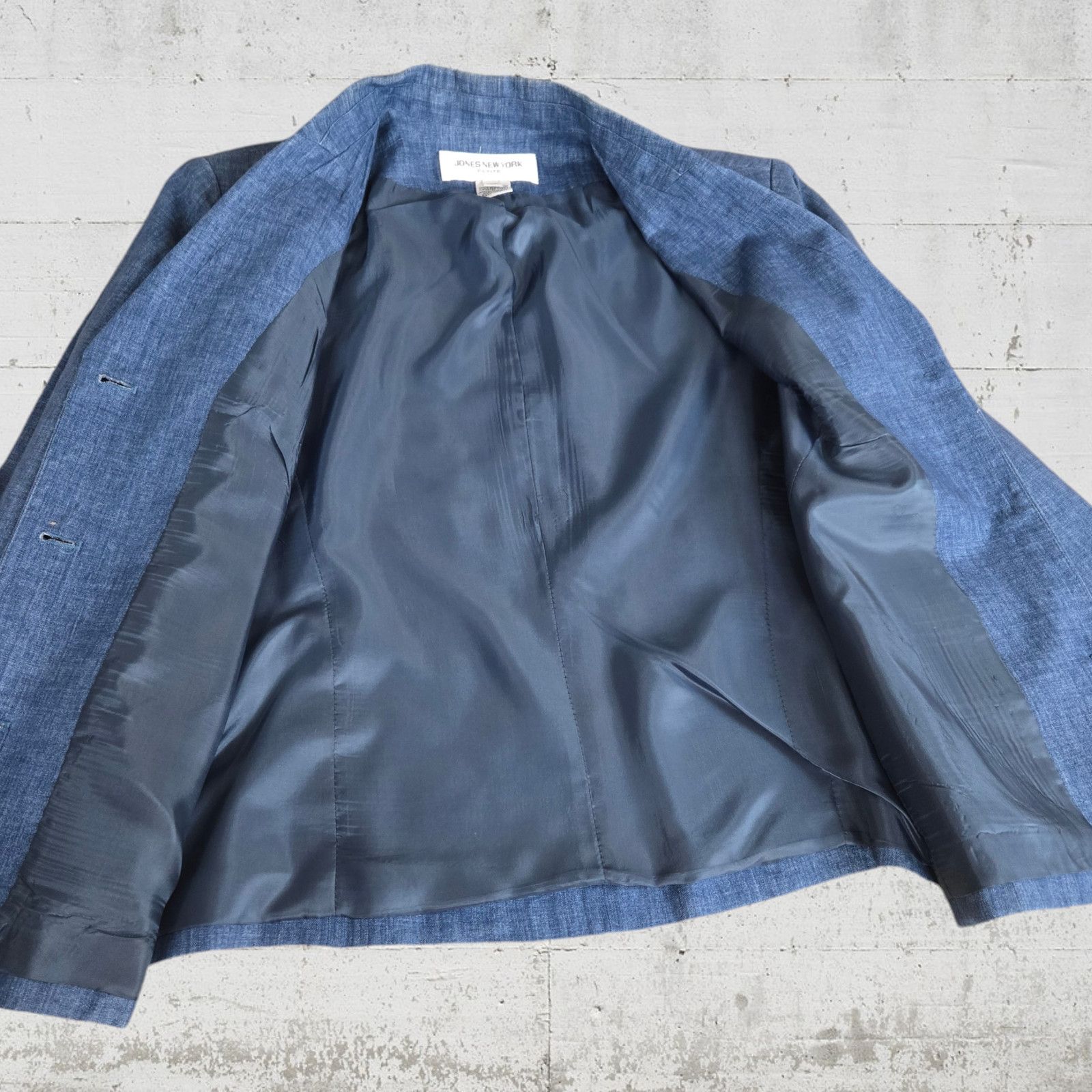Jones New York Vintage Dark Chambray Linen Blazer Size 14P Size XL / US 12-14 / IT 48-50 - 9 Thumbnail