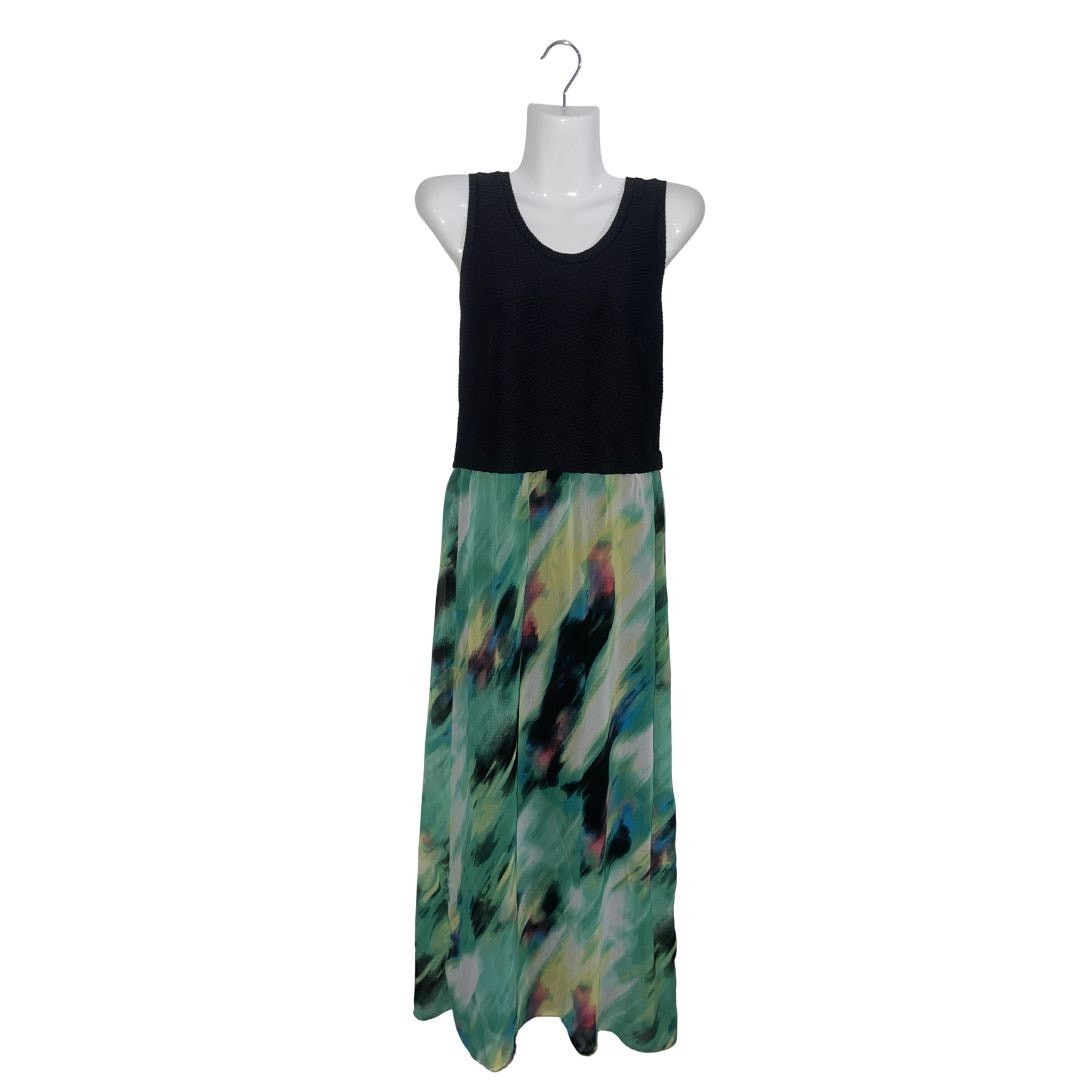 Calvin Klein Sleeveless Maxi Dress Colorblock Watercolor SZ XS Artsy Chic Size XS / US 0-2 / IT 36-38 - 3 Thumbnail