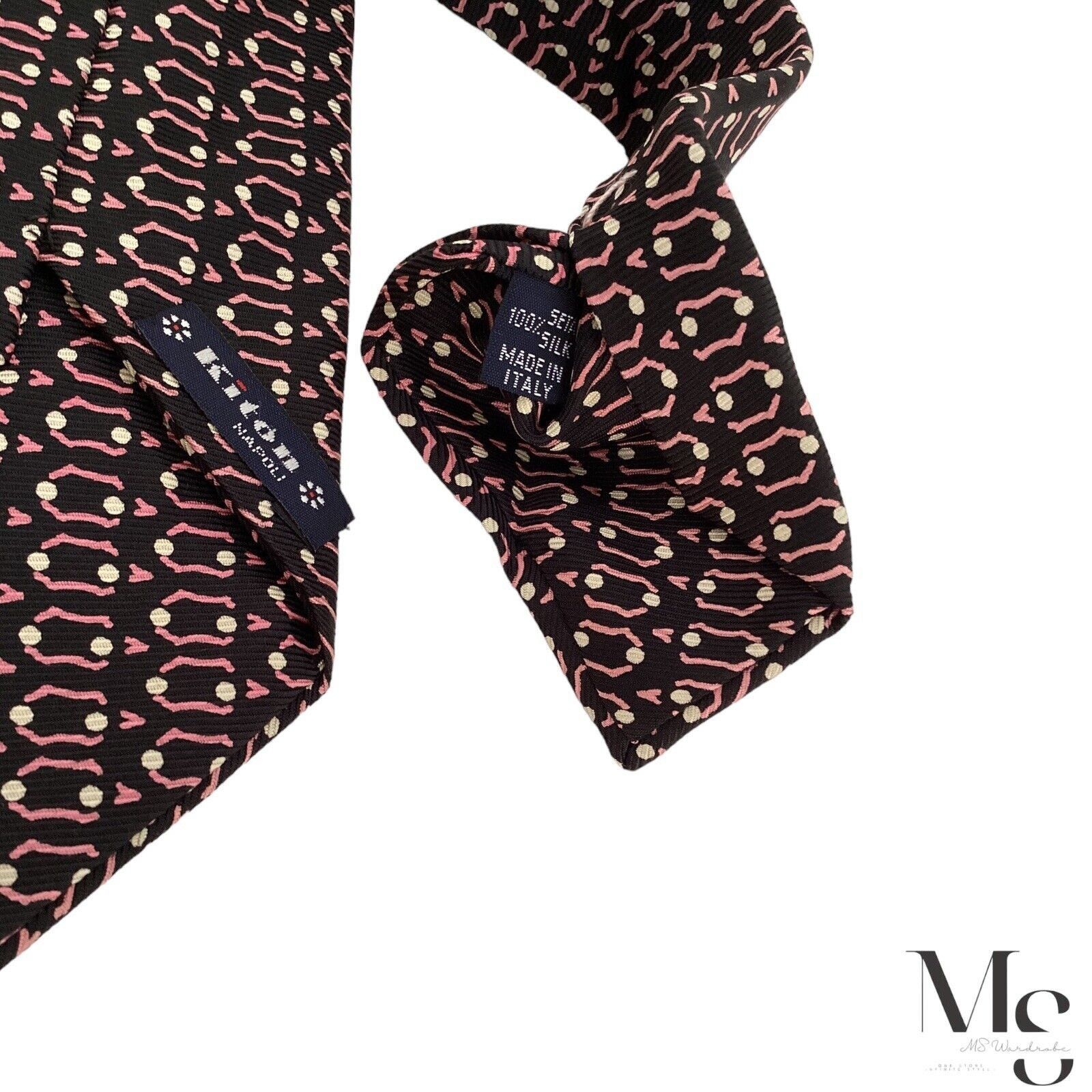 Kiton KITON NAPOLI 7Fold XL Black Geometric Silk Tie Made In Italy Size ONE SIZE - 6 Thumbnail