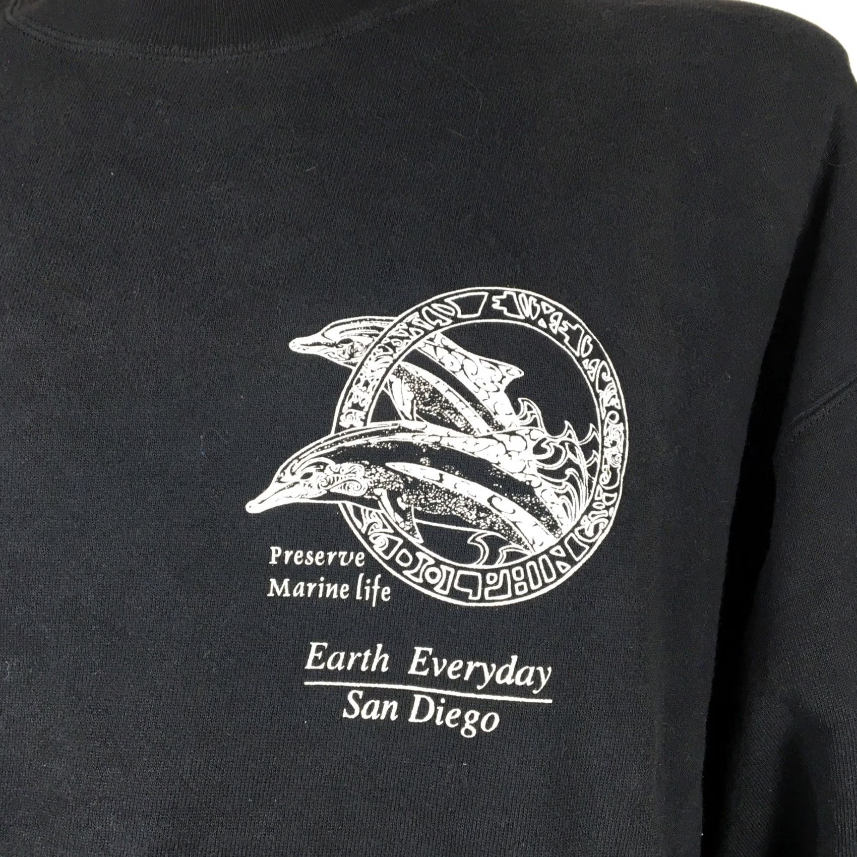 Delta VTG 90s Preserve Marine Life Earth Everyday San Diego Black Sweatshirt XL USA Delta Grunge Long Sleeve Cotton Blend Decorated Kid? Size US XL / EU 56 / 4 - 3 Thumbnail