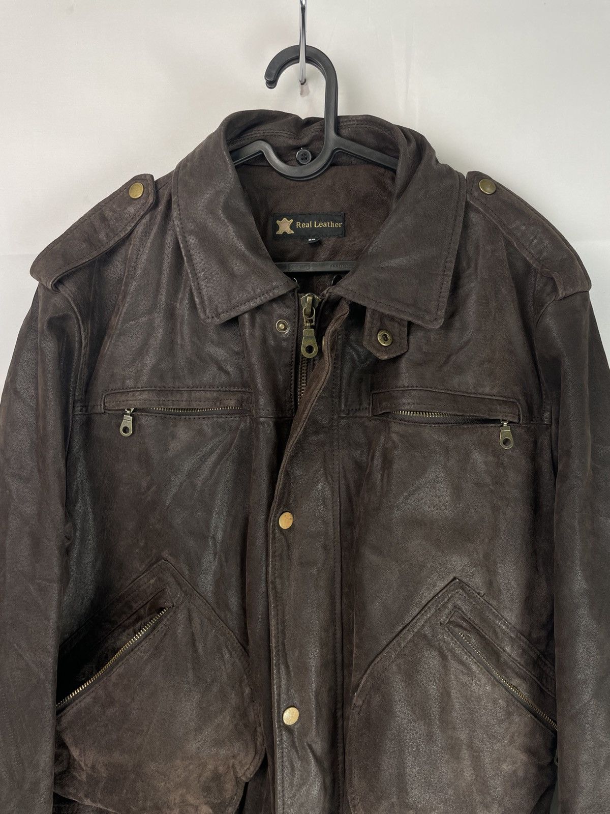 Vera Pelle Real Leather Mens Brown L Aviator Jacket with Fur Collar 90s Size US L / EU 52-54 / 3 - 18 Thumbnail