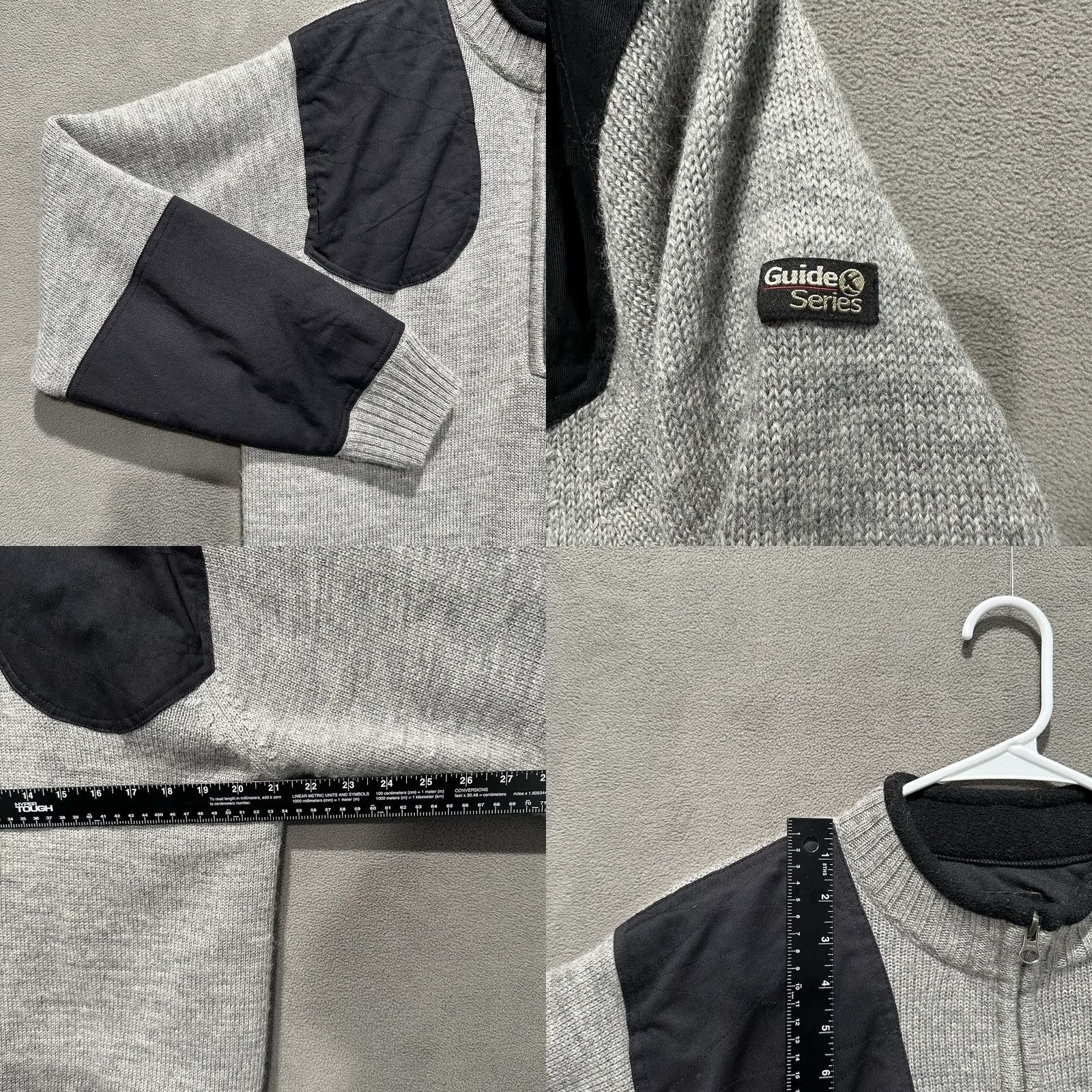 Vintage Guide Series Sweater Mens M Gray Wool Half Zip Quilted Shooting Shoulder Patch Size US M / EU 48-50 / 2 - 8 Thumbnail