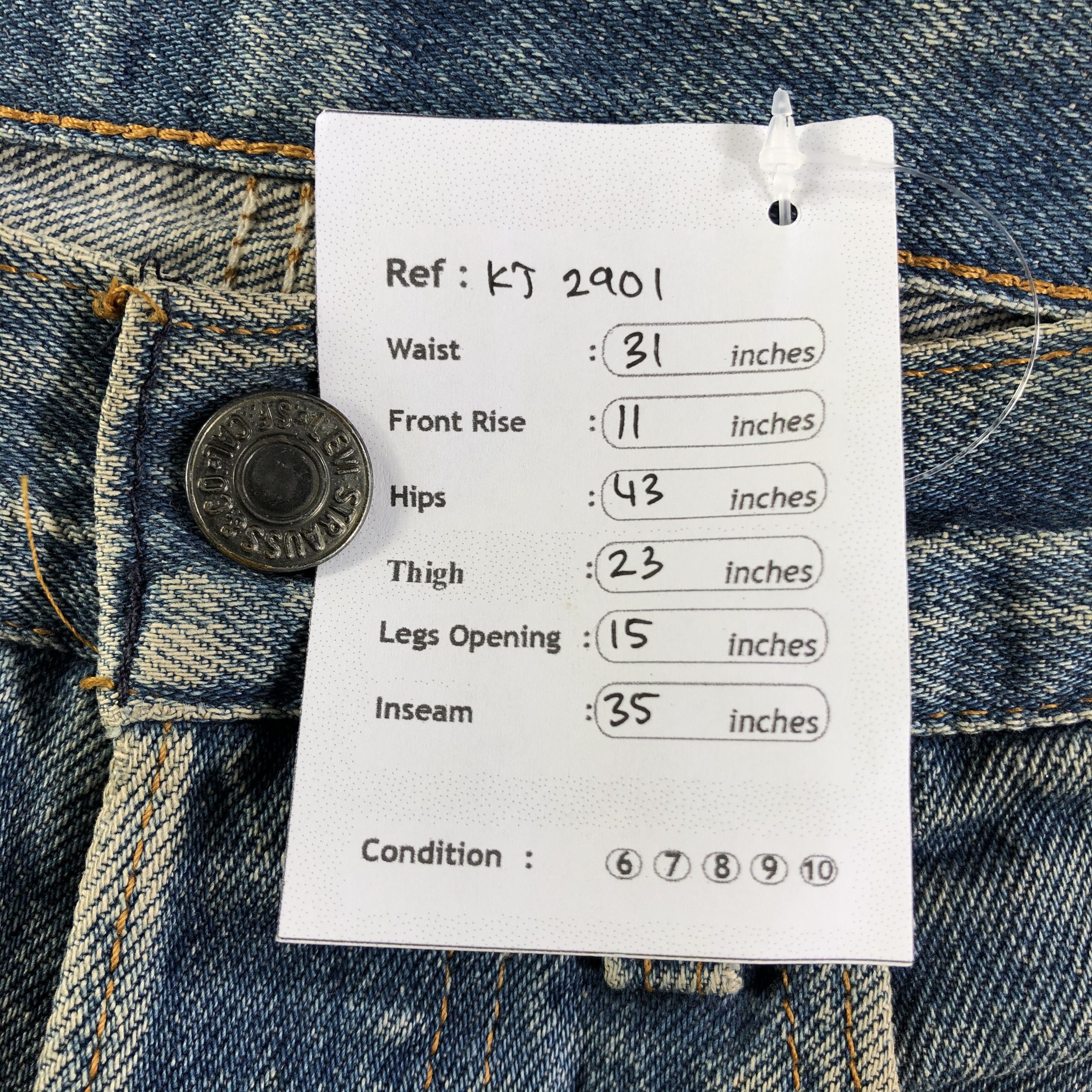 Levi's Vintage 80s Levis 501 Jeans Dirty Blue Denim KJ2901 Size US 31 - 12 Thumbnail